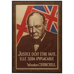 Vintage Winston Churchill World War II Patriotic Poster, 1942