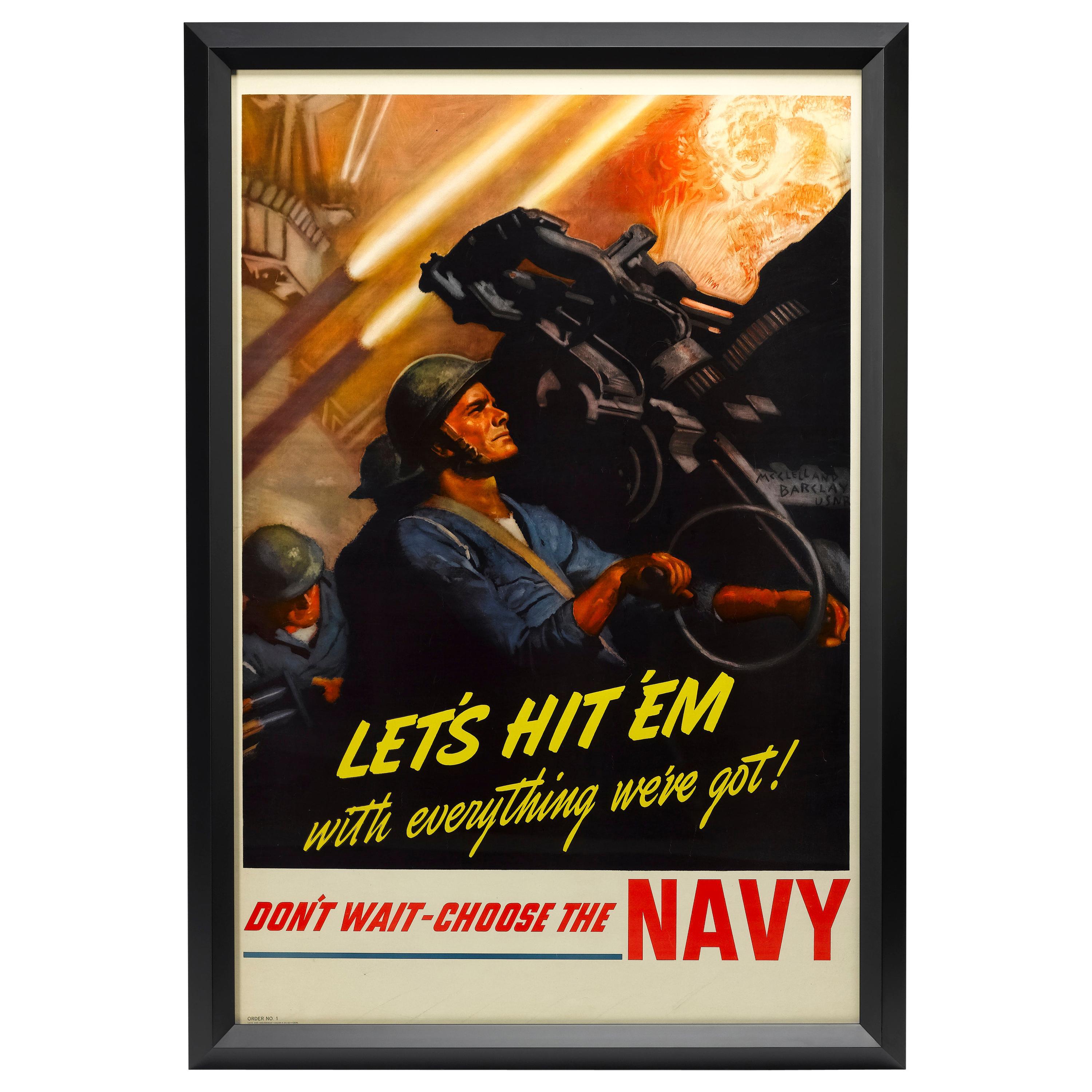 Vintage WWII Navy Recruitment Poster by McClelland Barclay, circa 1942