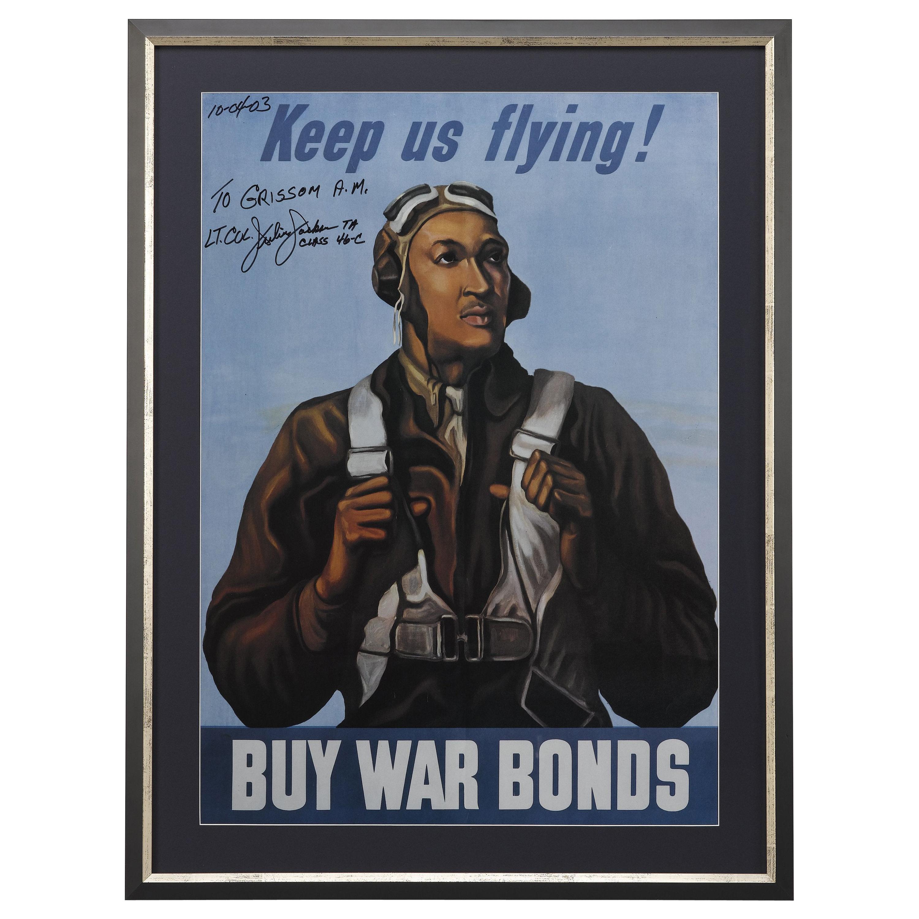 Tuskegee Airman WWII War Bonds Poster Signed by Lt. Col. Julius Jackson