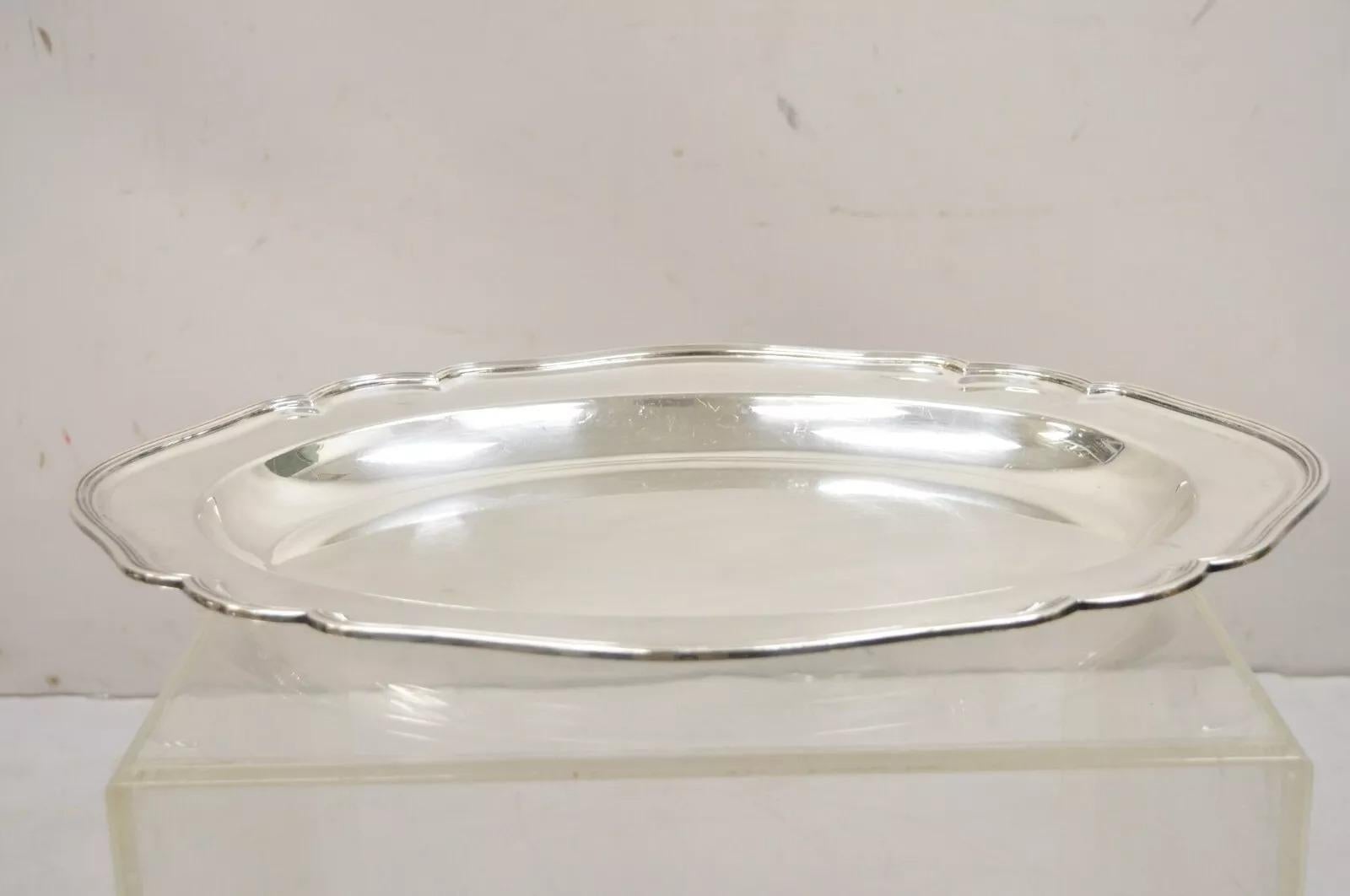 Bandeja ovalada de servir con baño de plata de la época eduardiana inglesa Wyler NY en venta 3