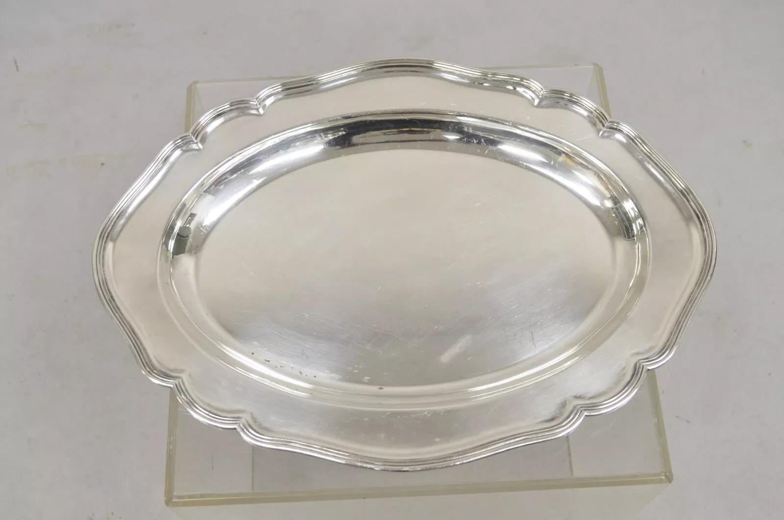 Bandeja ovalada de servir con baño de plata de la época eduardiana inglesa Wyler NY en venta 4