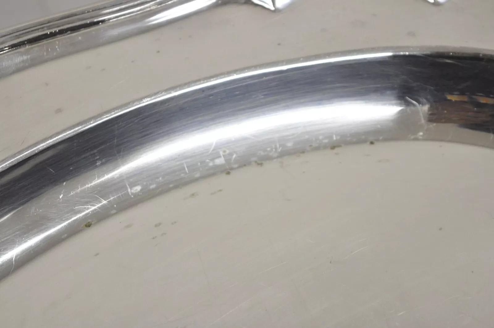 Bandeja ovalada de servir con baño de plata de la época eduardiana inglesa Wyler NY Chapado en plata en venta
