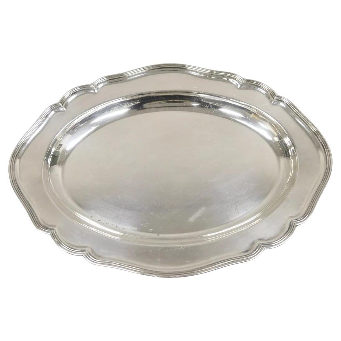 Bandeja ovalada de servir con baño de plata de la época eduardiana inglesa Wyler NY