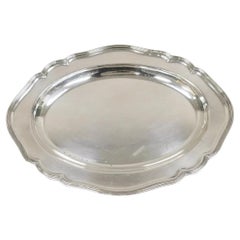 Bandeja ovalada de servir con baño de plata de la época eduardiana inglesa Wyler NY