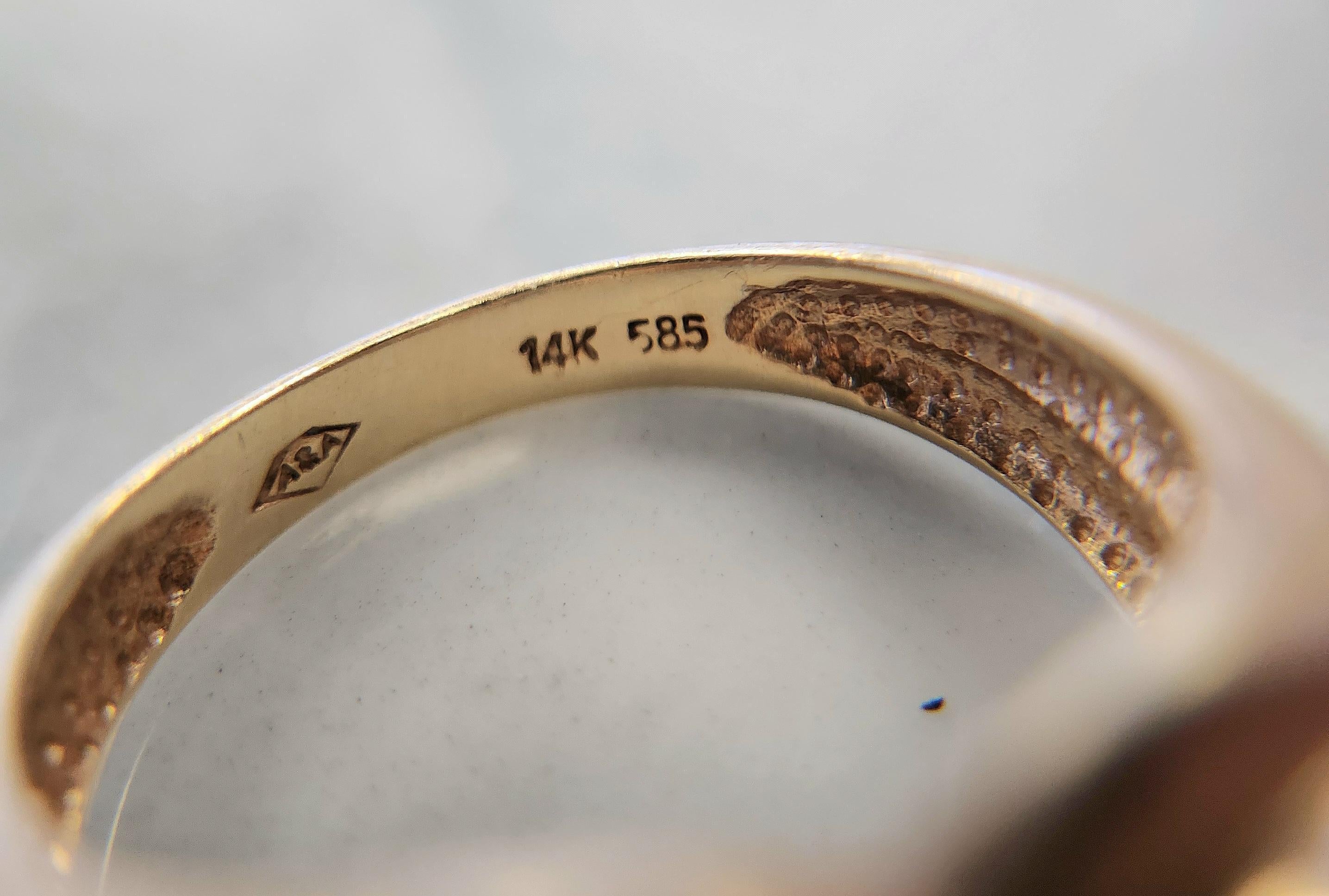Women's Vintage X Diamond Channel Set Wide Band Ring 14K Yellow Gold For Sale