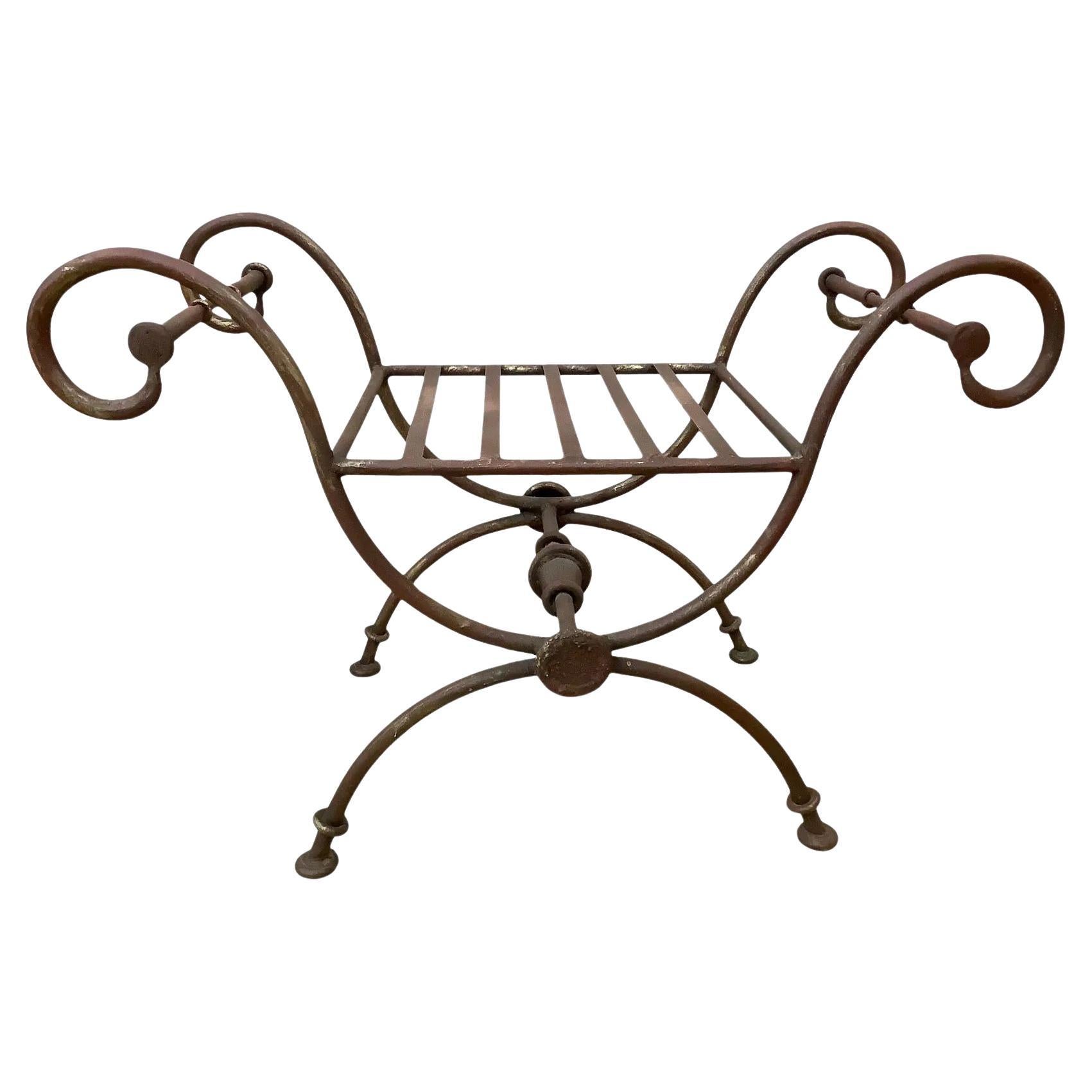 Vintage X Form Cast Iron Painted Bench
