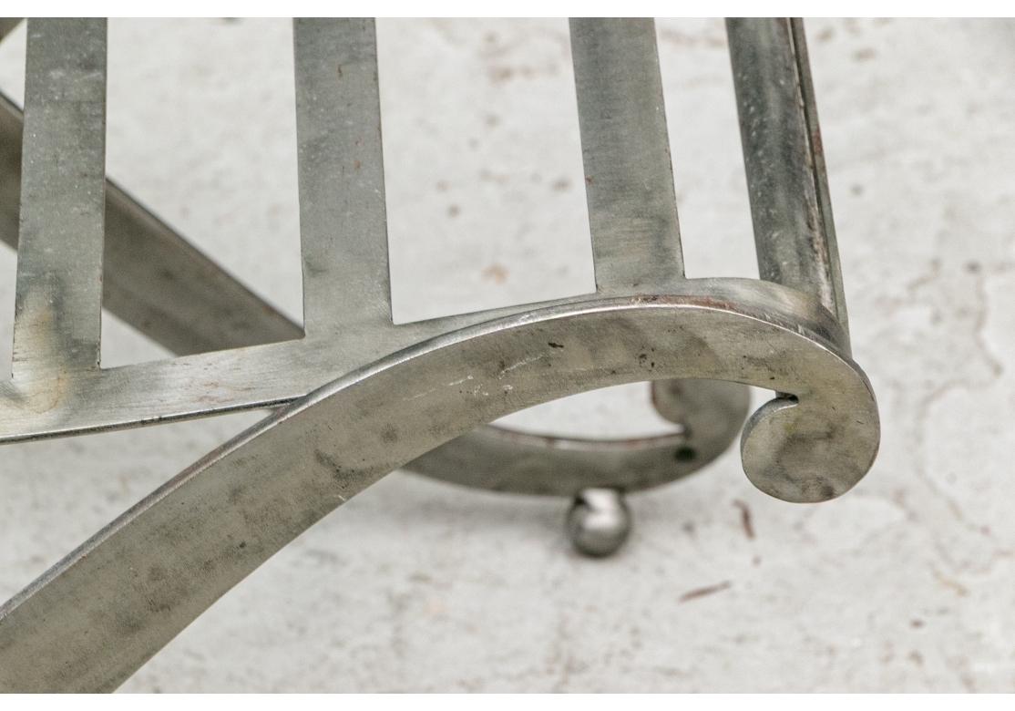 Neoclassical Vintage X Form Steel Bench For Sale