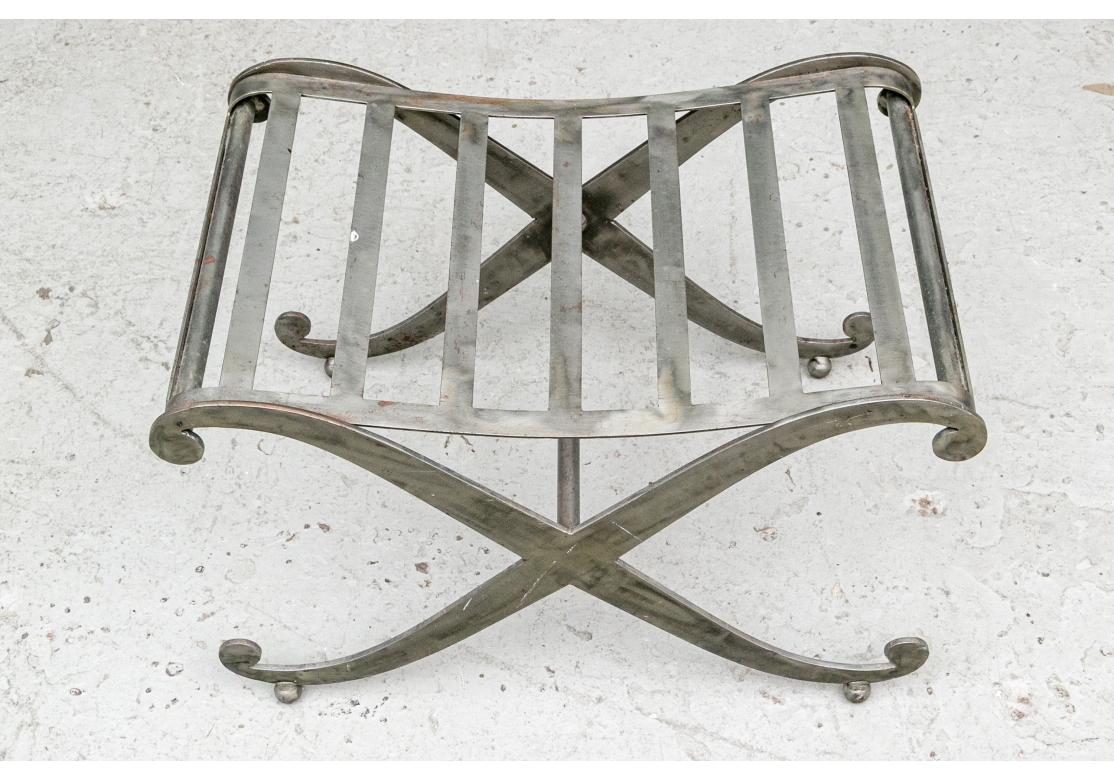Vintage X Form Steel Bench In Fair Condition For Sale In Bridgeport, CT