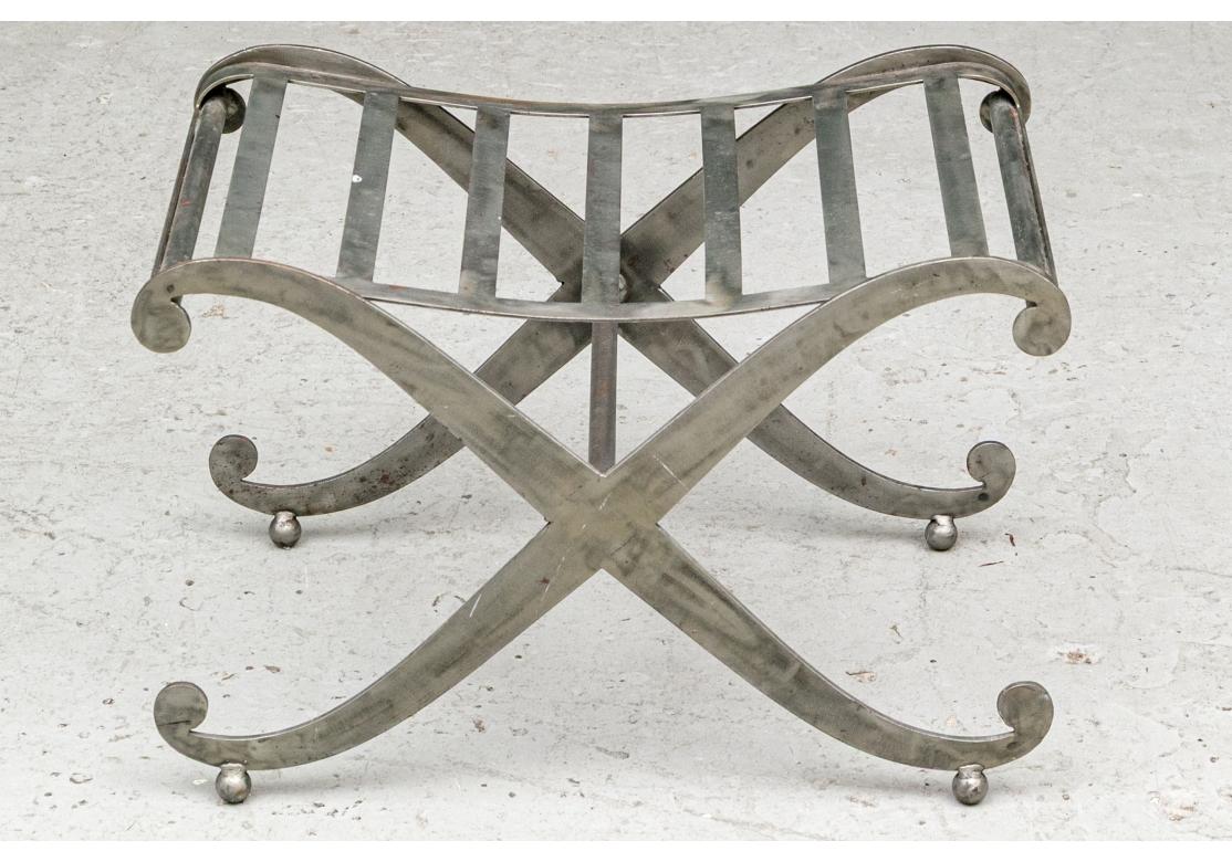 Vintage X Form Steel Bench For Sale 3