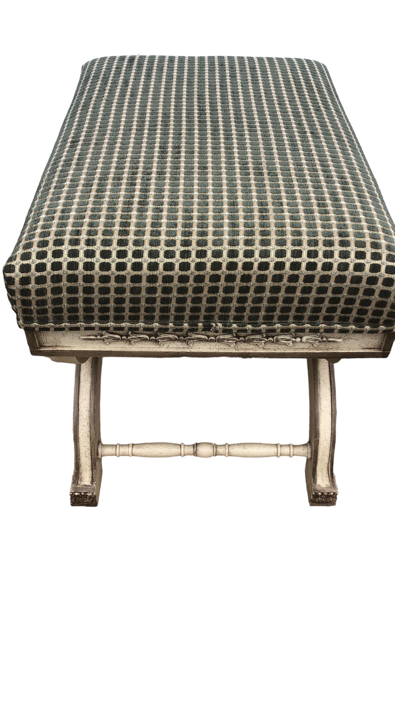 Regency Vintage X Form Upholstered Bench