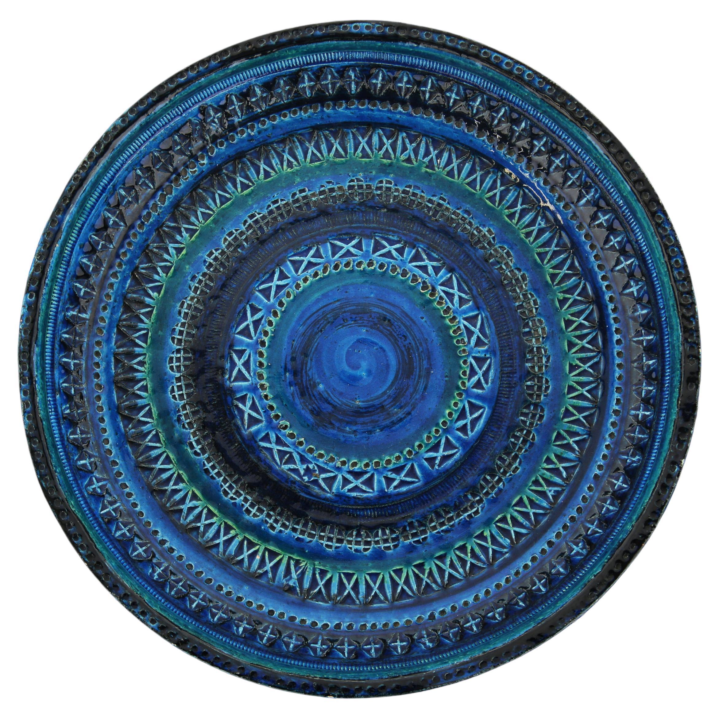 Vintage X Large Rimini Blue Ceramic Bowl by Aldo Londi for Bitossi, 1960s