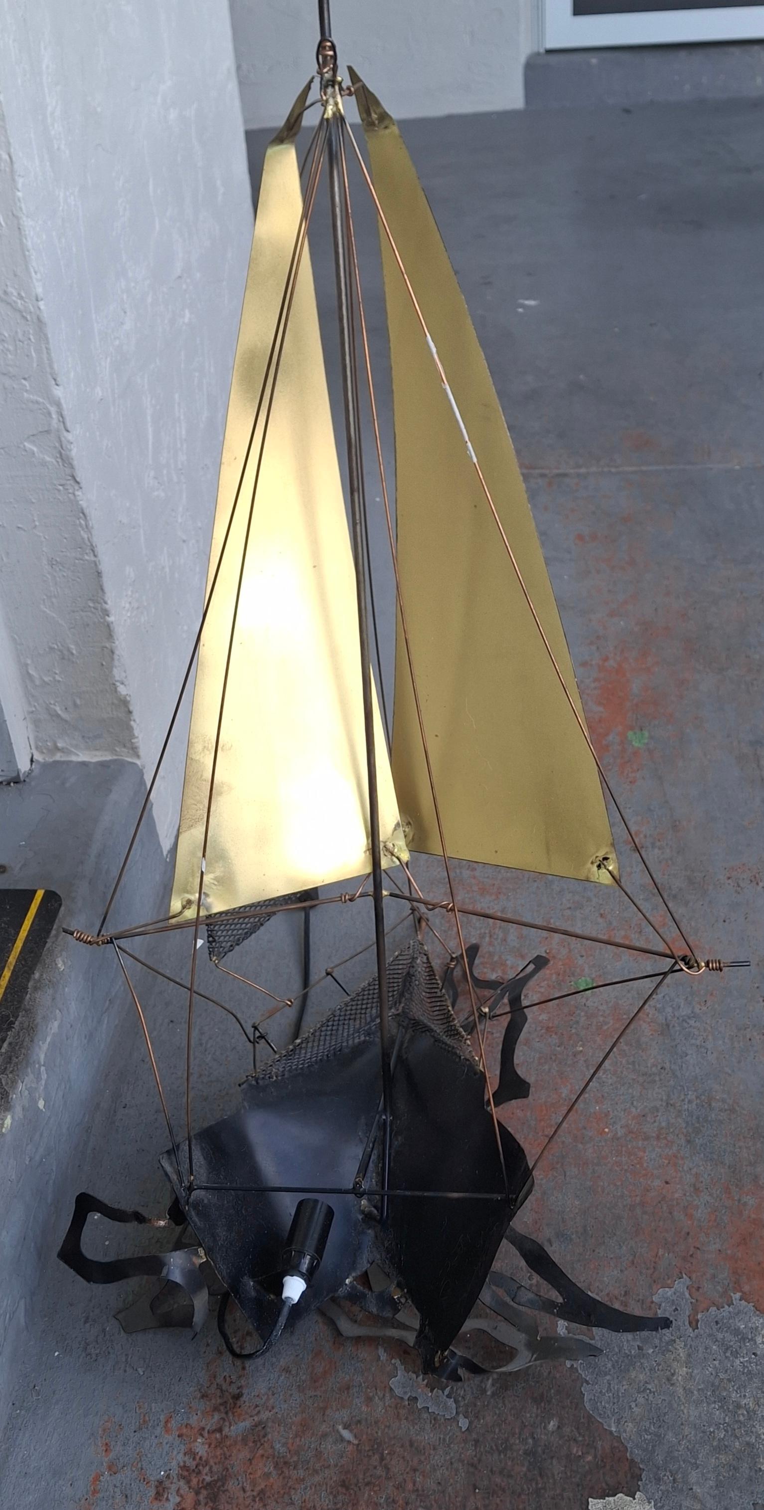 Scultura di barca in metallo vintage XL firmata dall'artista J.P. Fer.Or  36
