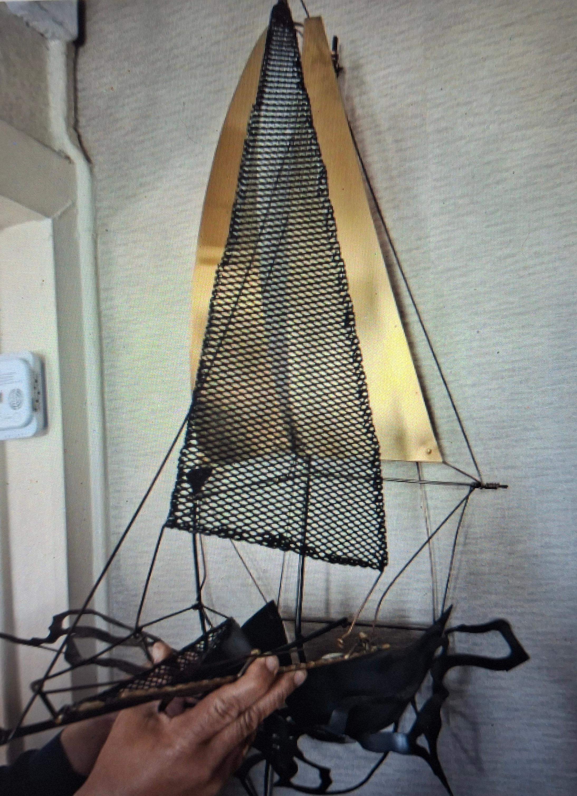 Scultura di barca in metallo vintage XL firmata dall'artista J.P. Fer.Or  36