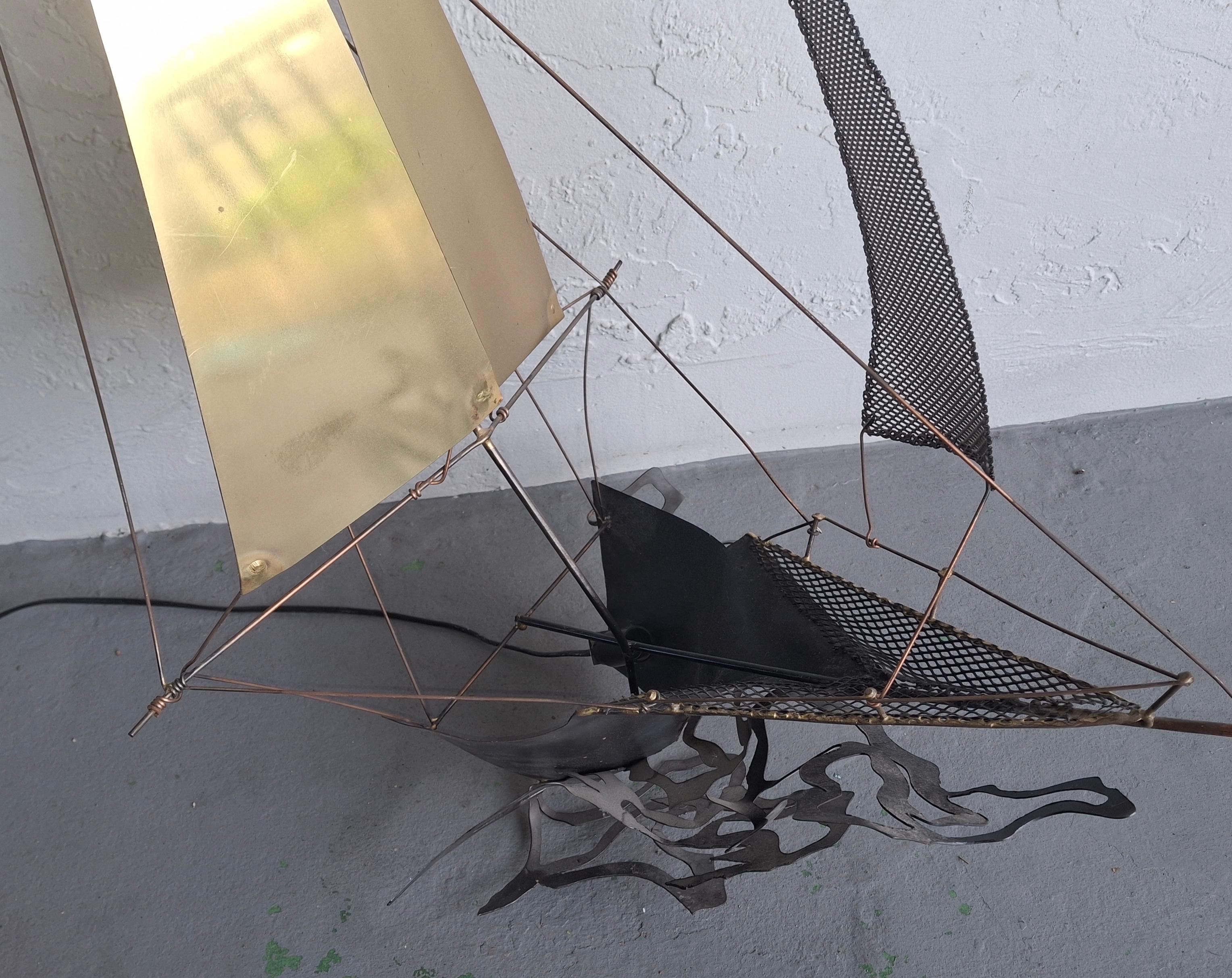 Mid-Century moderno Scultura di barca in metallo vintage XL firmata dall'artista J.P. Fer.Or  36
