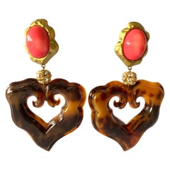 Vintage XL Christian Lacroix Faux Tortoise Statement Earrings