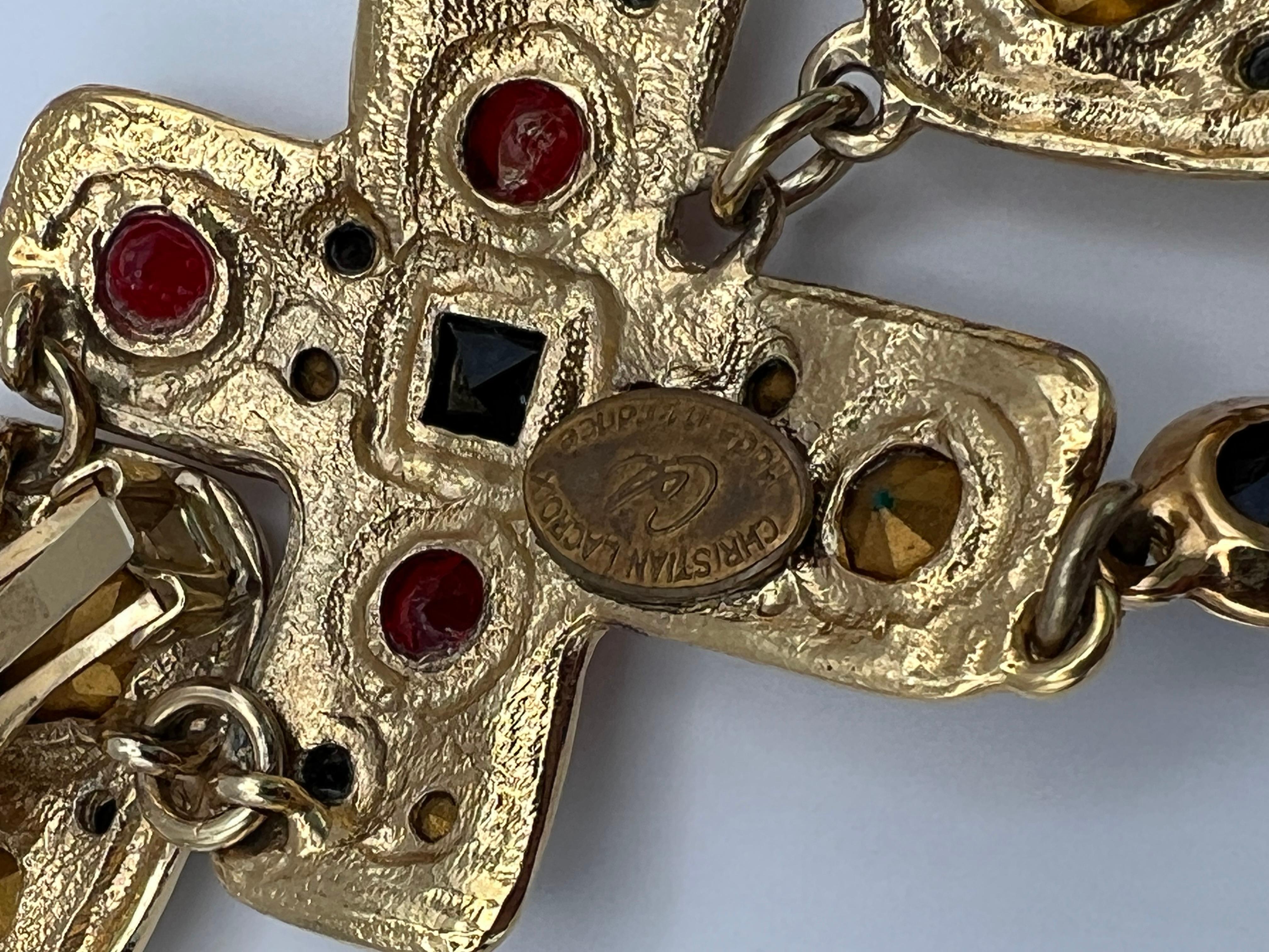 Vintage XL Christian Lacroix Vergoldete Juwelen-Perlen-Kronleuchter-Ohrringe, Statement-Ohrringe, Vintage im Angebot 3
