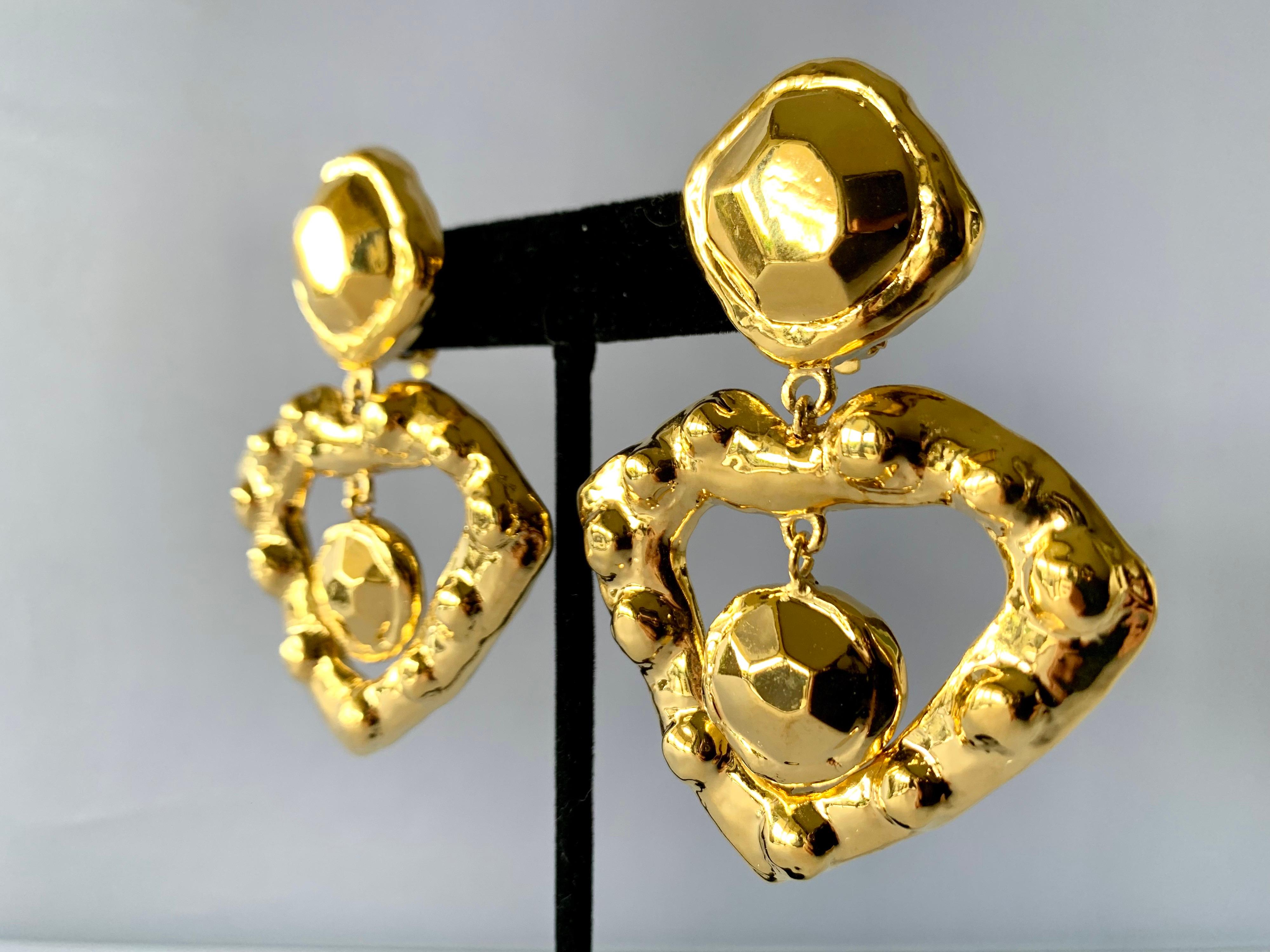 Women's Vintage XL Christian Lacroix Heart Statement Earrings 