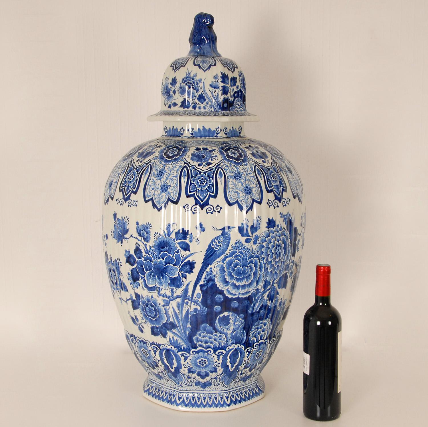 Baroque Vintage XL Delft Vase Royal Delft Covered Jar Blue White Delftware Chinoiserie