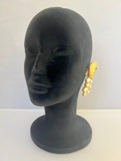 Boucles d'oreilles blé XL en vermeil et diamants