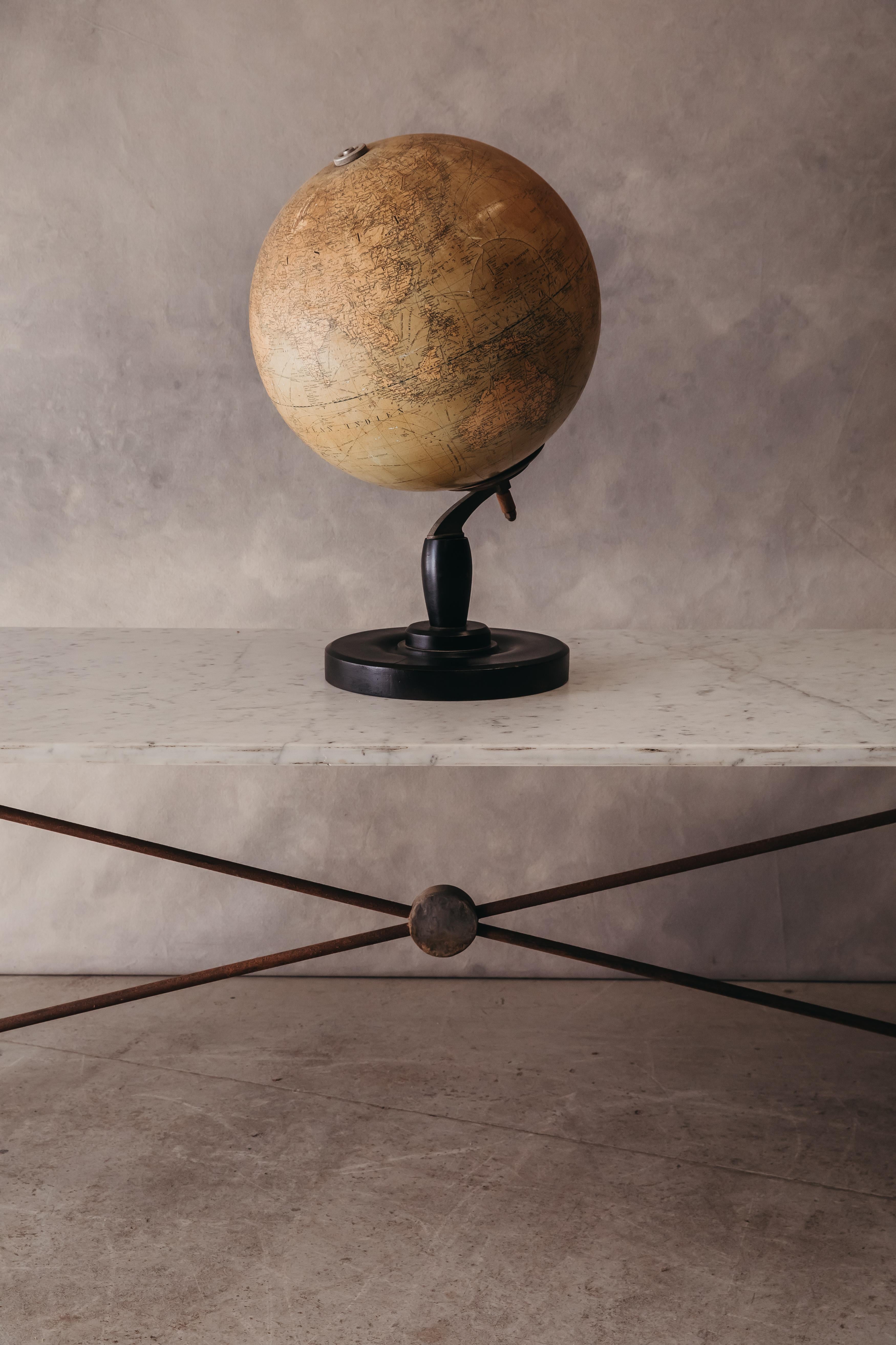 Vintage XL Globe From France, Circa 1950. Unusually large model with fantastic age and patina.