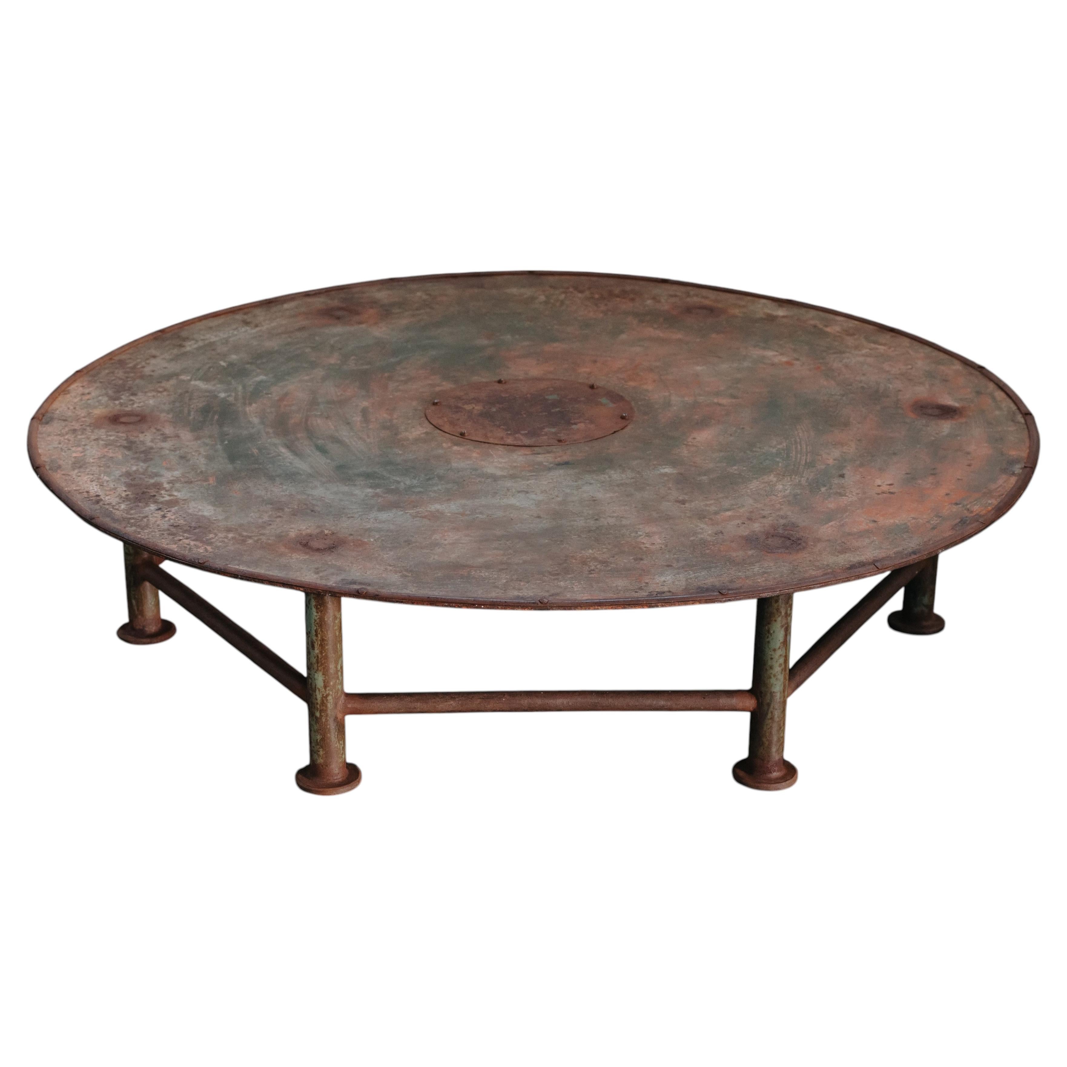 Vintage XL Metal Coffee Table From France, Circa 1920