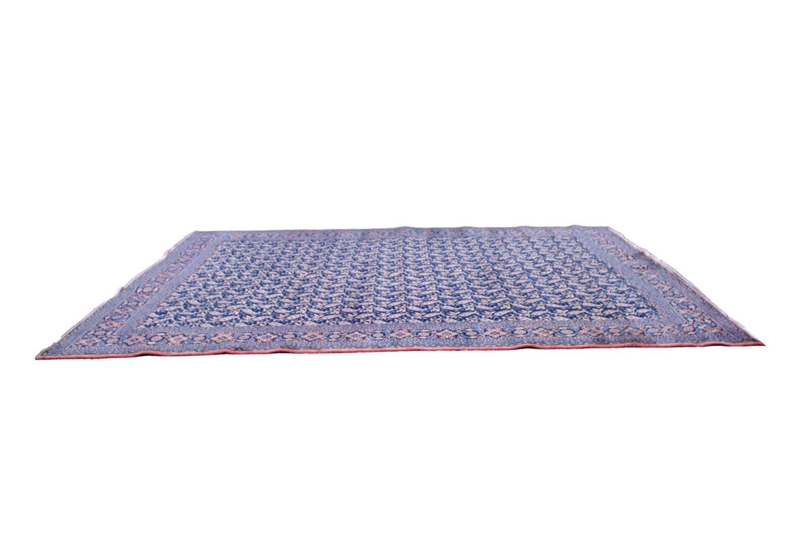 Vintage XL Persien Area Rug Peach Blue Wool Carpet Mid-Century Modern In Good Condition For Sale In Keego Harbor, MI