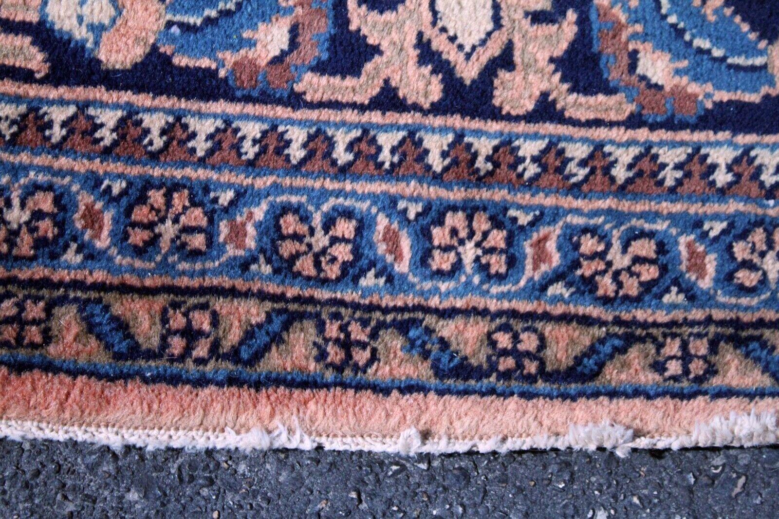 Vintage XL Persien Area Rug Peach Blue Wool Carpet Mid-Century Modern For Sale 2