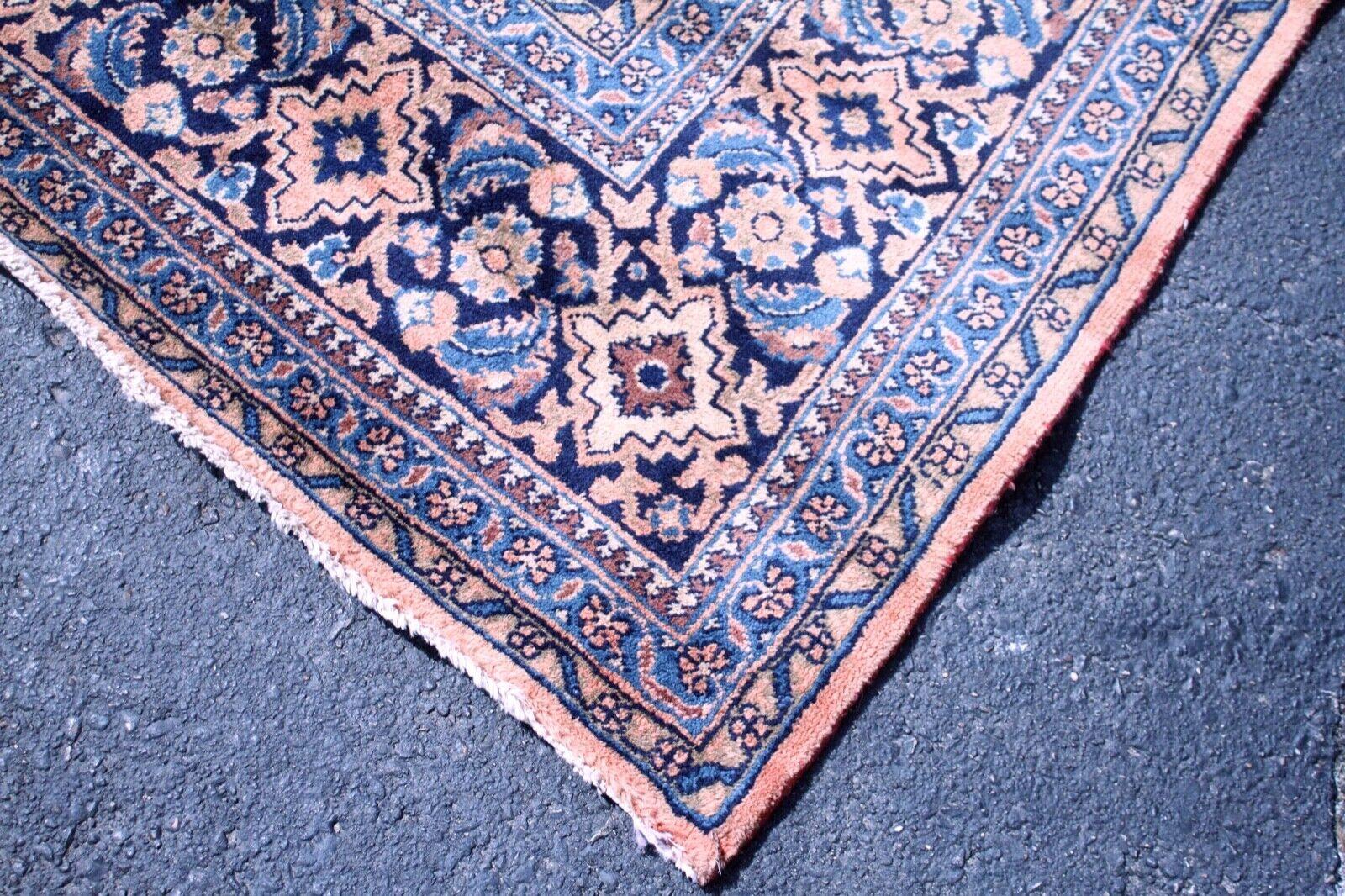 Vintage XL Persien Area Rug Peach Blue Wool Carpet Mid-Century Modern For Sale 3