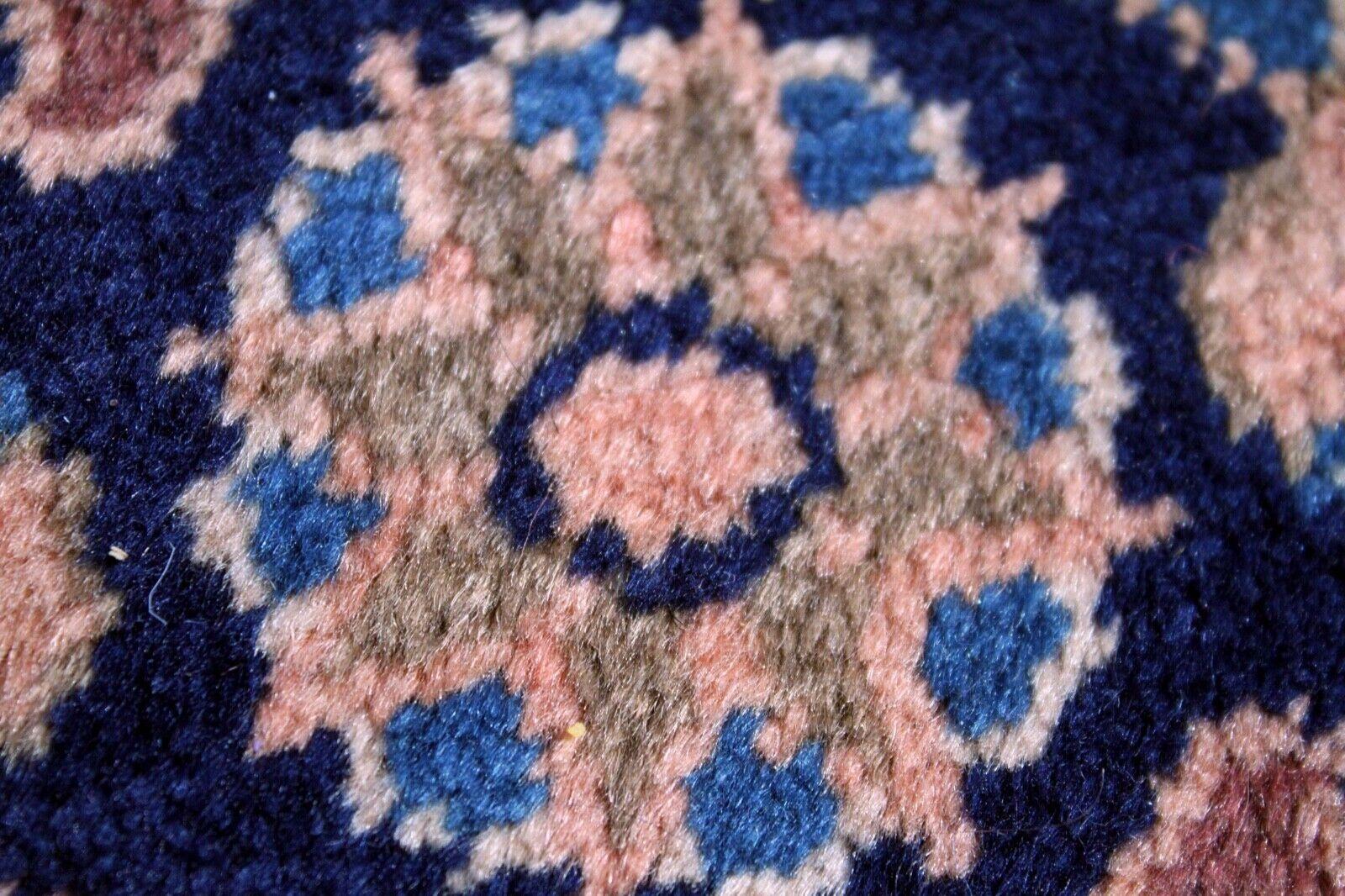 Vintage XL Persien Area Rug Peach Blue Wool Carpet Mid-Century Modern For Sale 5