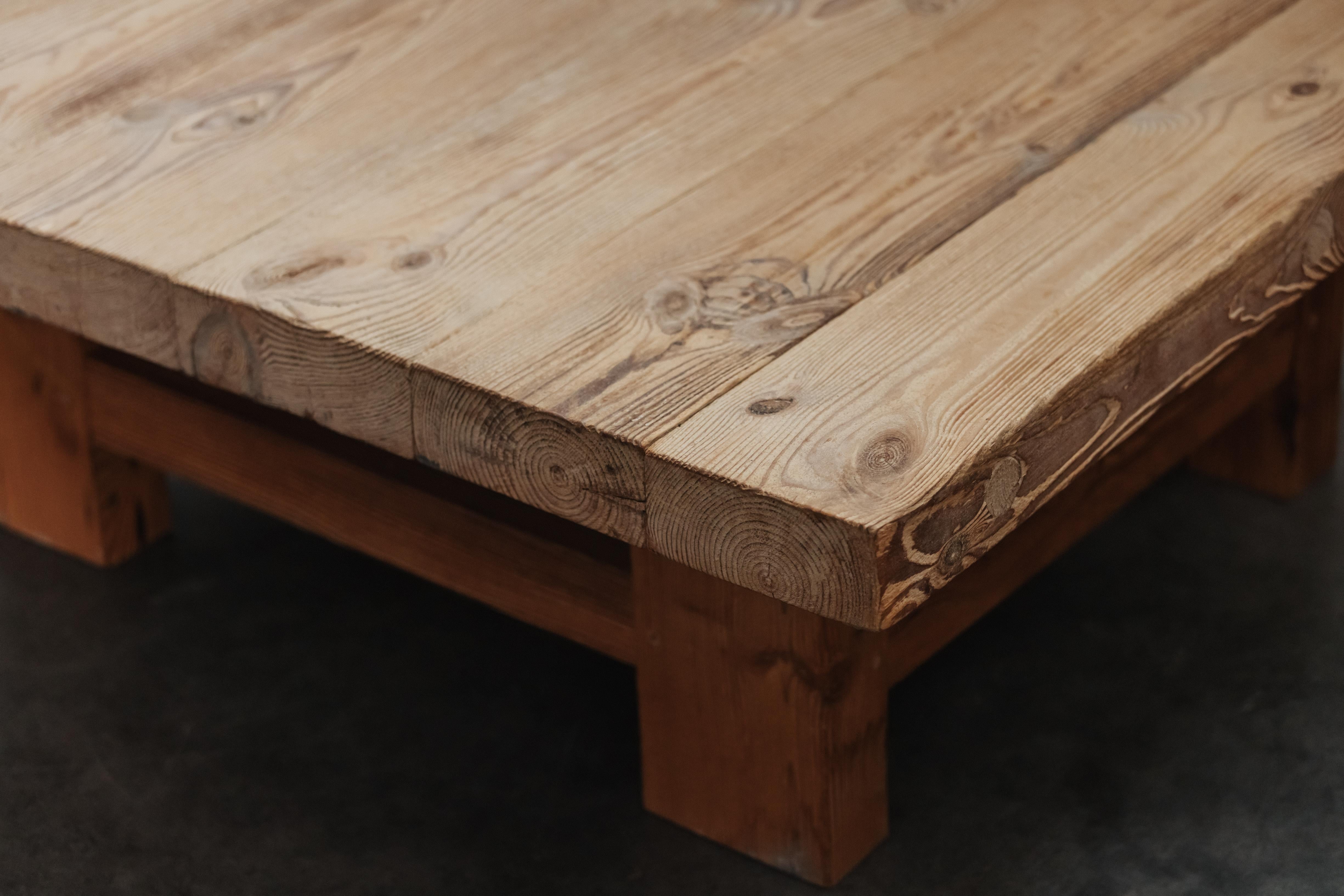Vintage XL Pine Coffee Table From Denmark, Circa 1960 In Good Condition In Nashville, TN
