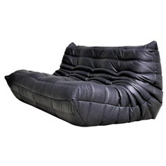 CERTIFIED Ligne Roset TOGO 3-seater in natural Black Leather, DIAMOND QUALITY