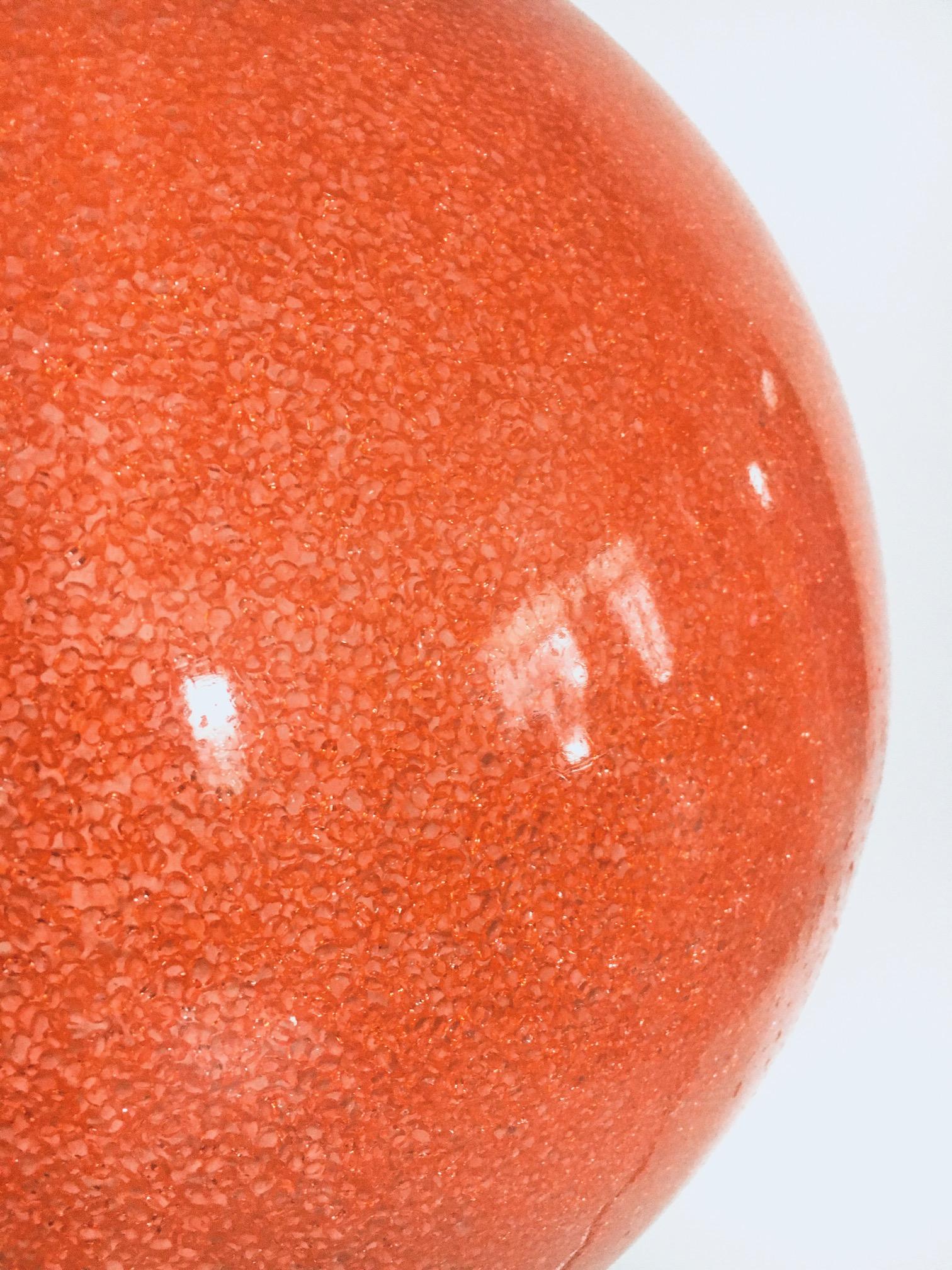 Vintage XL Spherical Orange Resin Pendant Lamp, Italy 1960's For Sale 2