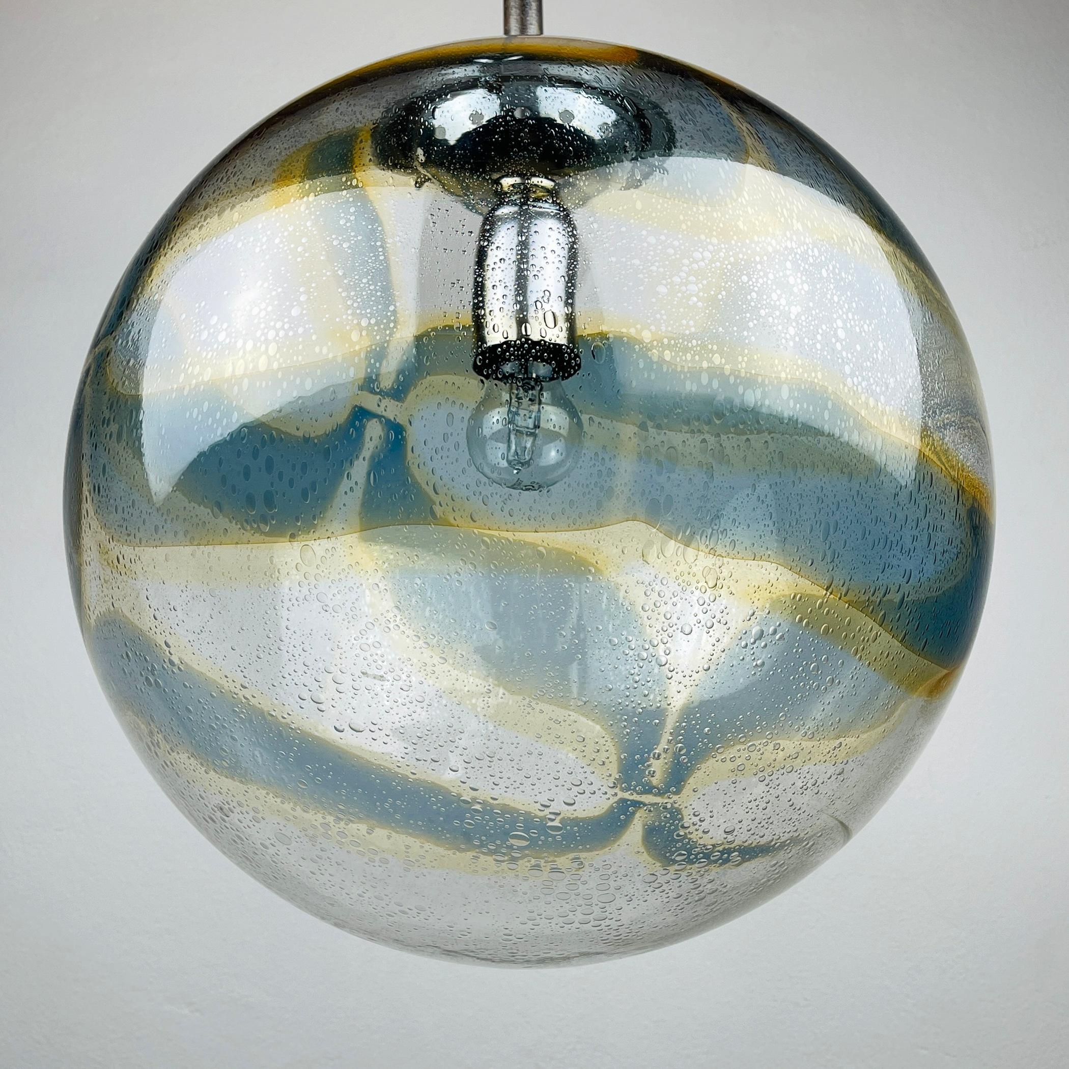 Vintage Xl Swirled Murano Glass Pendant Lamp by Vistosi Italy, 1970s For Sale 4