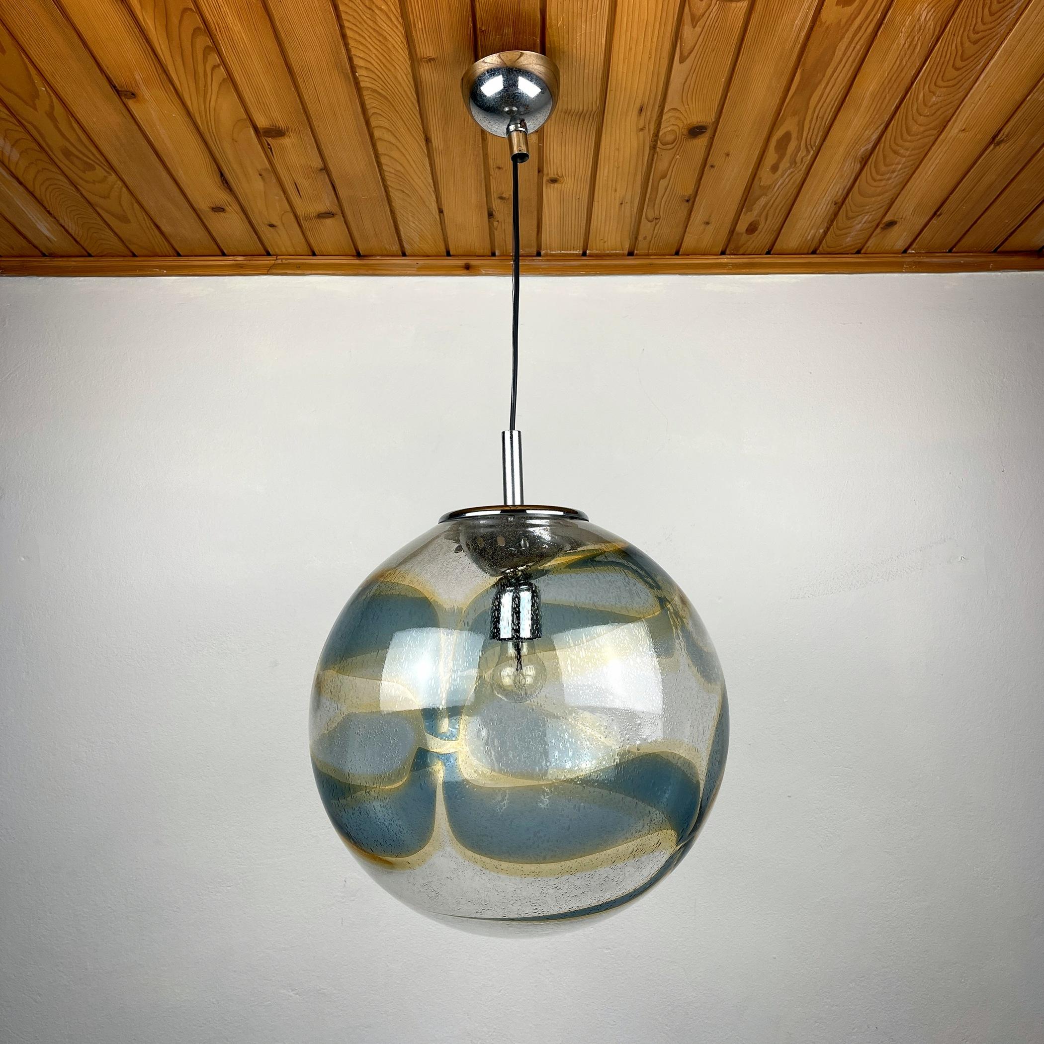 Vintage Xl Swirled Murano Glass Pendant Lamp by Vistosi Italy, 1970s For Sale 5