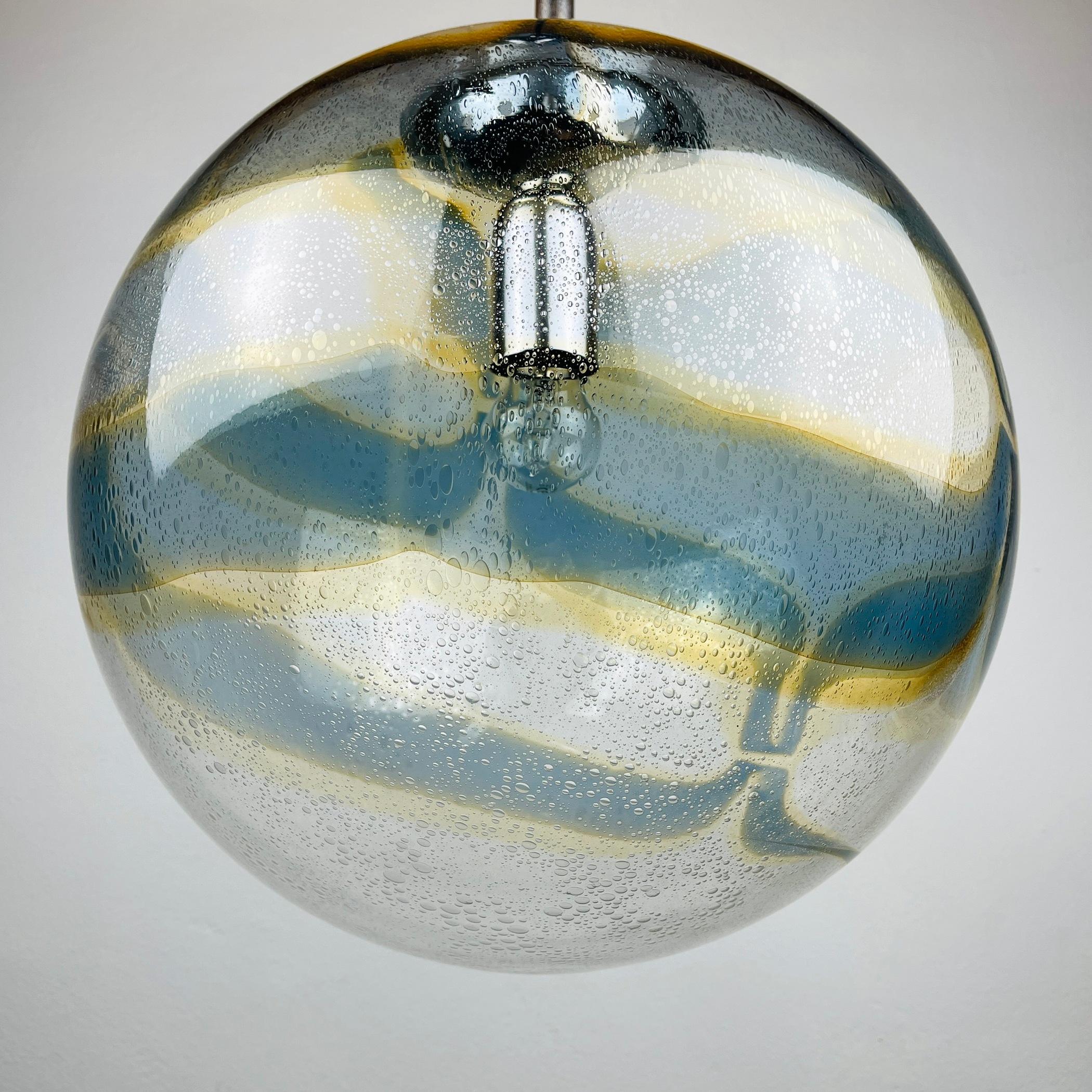 Vintage Xl Swirled Murano Glass Pendant Lamp by Vistosi Italy, 1970s For Sale 8