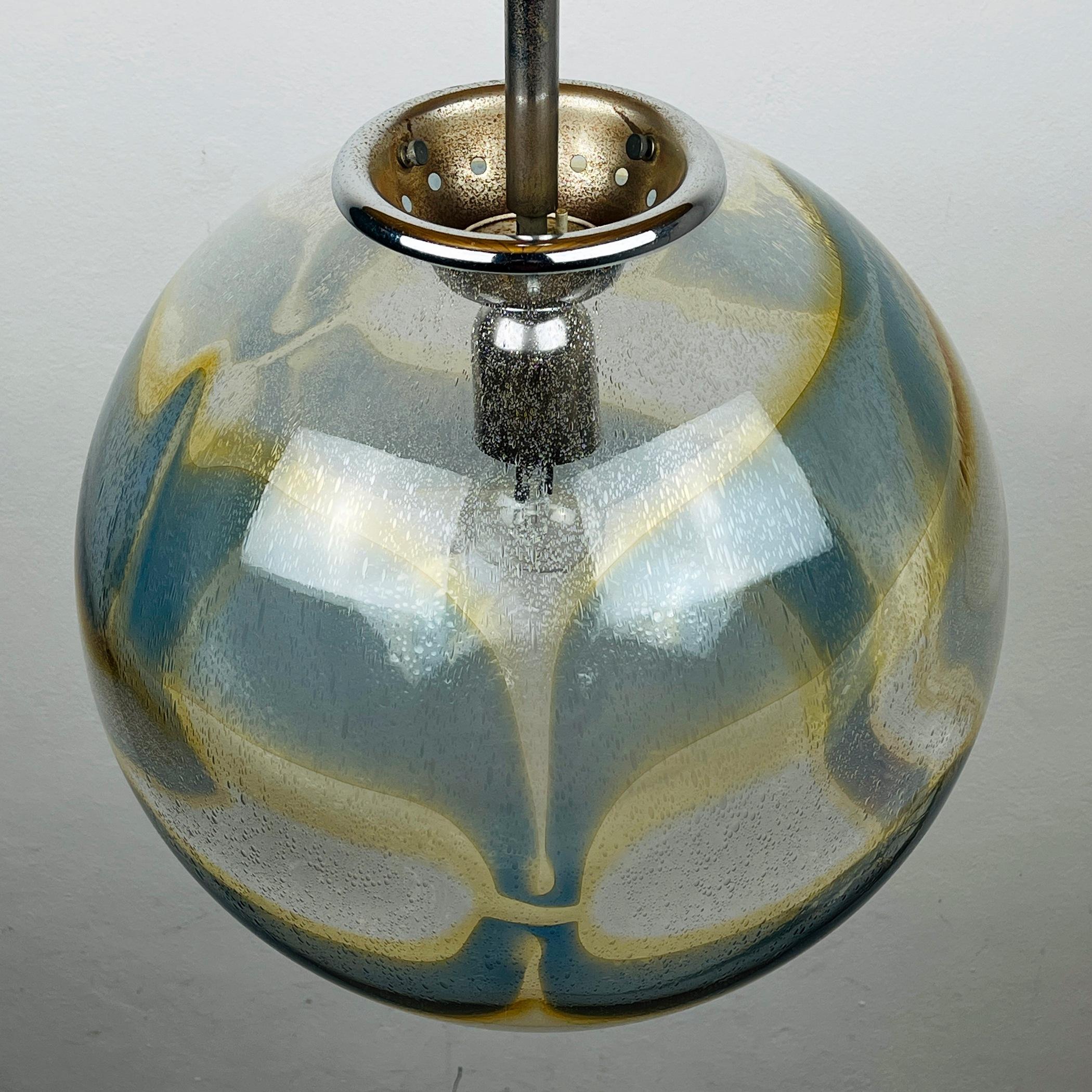Vintage Xl Swirled Murano Glass Pendant Lamp by Vistosi Italy, 1970s For Sale 1