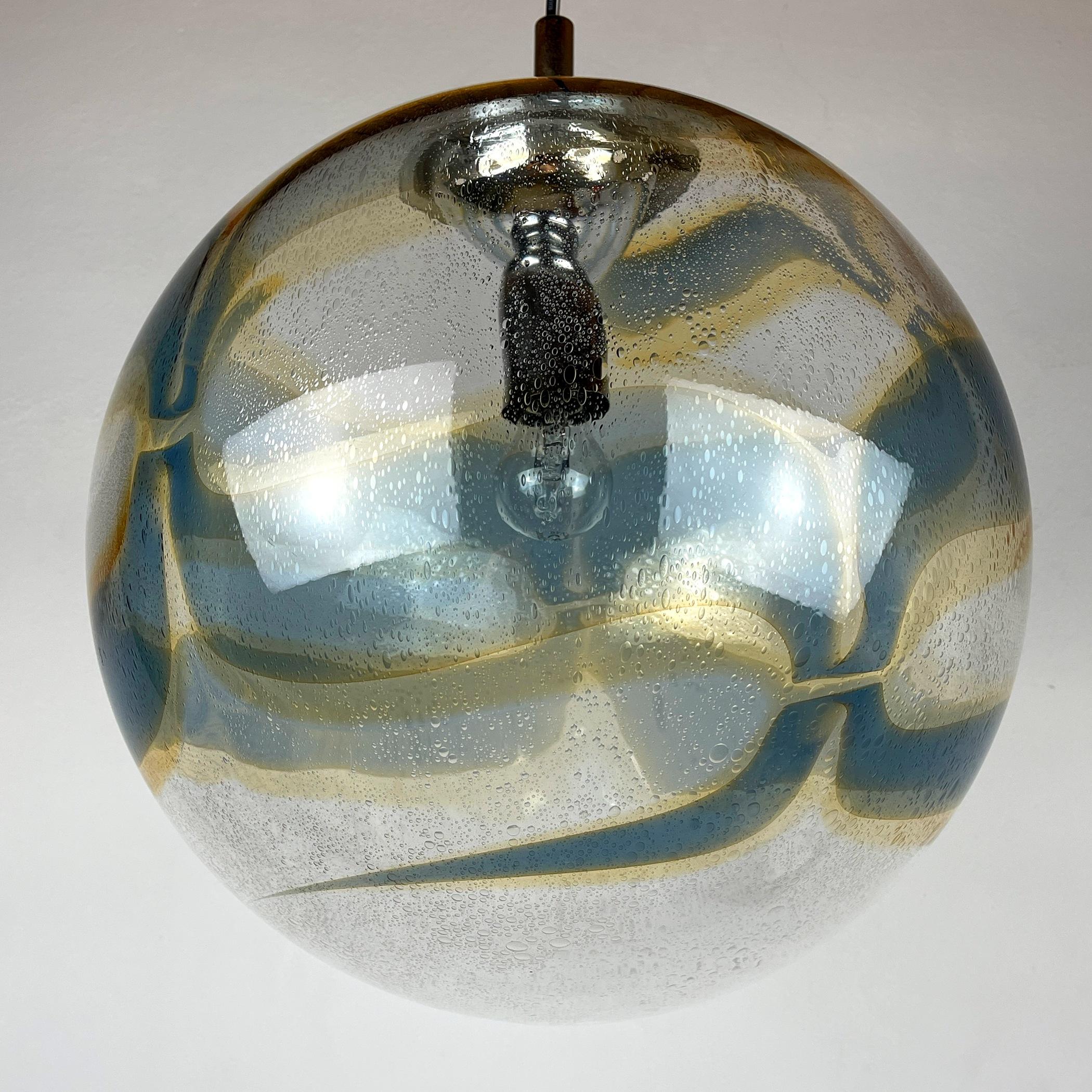 Vintage Xl Swirled Murano Glass Pendant Lamp by Vistosi Italy, 1970s For Sale 2
