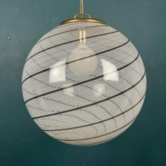 Vintage XL Swirled Murano Glass Pendant Lamp, Italy, 1970s