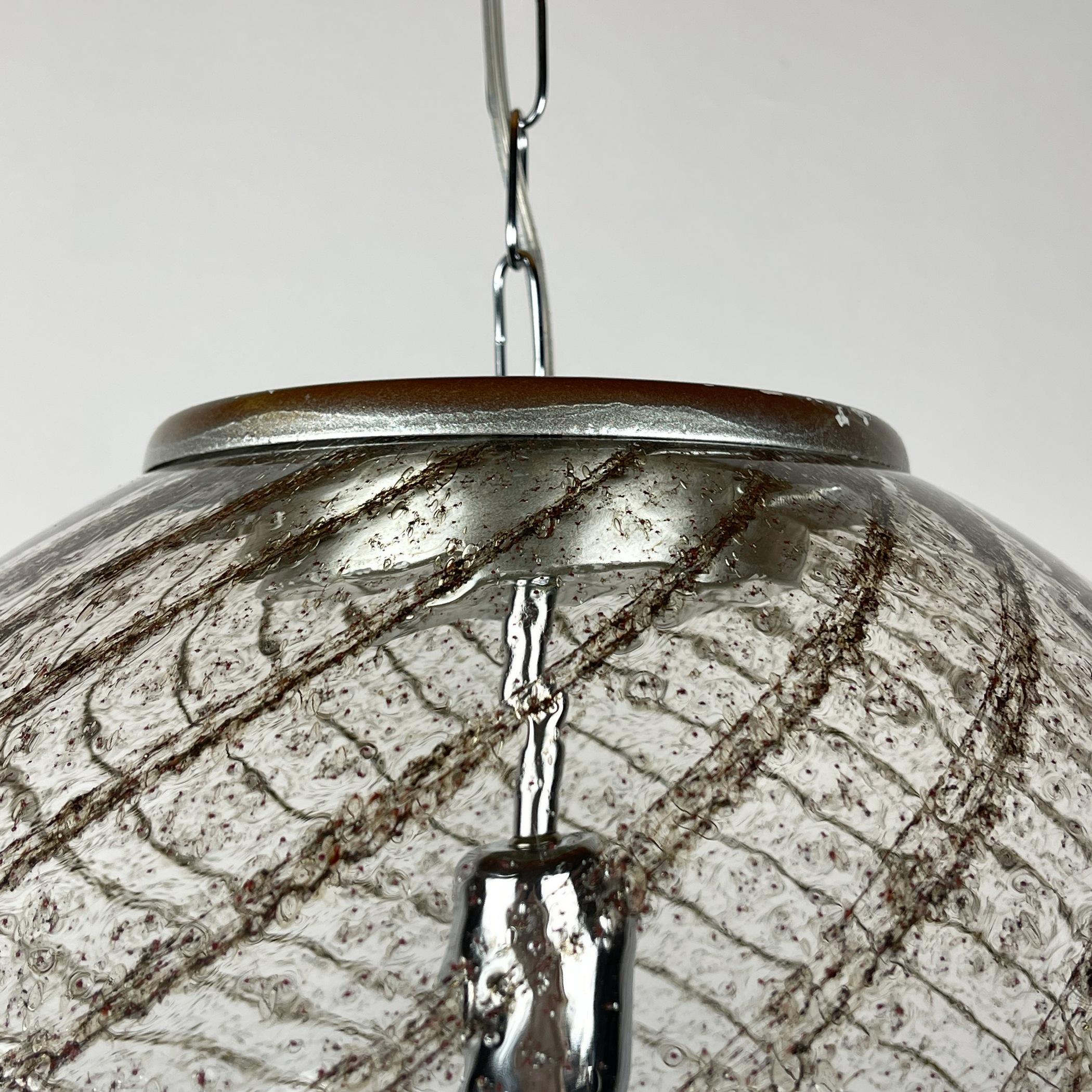Vintage Xl Swirled Murano Glass Pendant Lamp La Murrina, Italy, 1970s For Sale 6