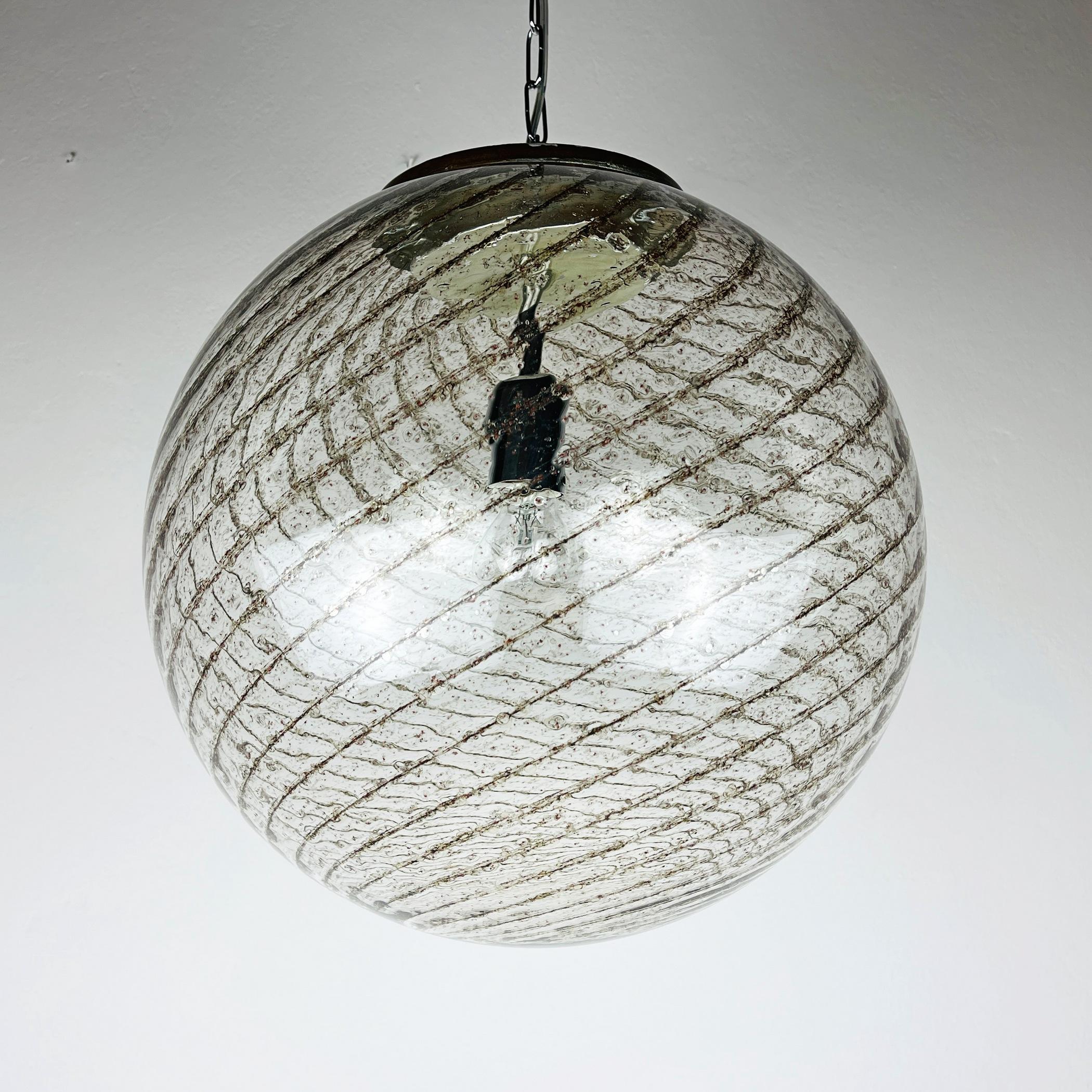 Vintage Xl Swirled Murano Glass Pendant Lamp La Murrina, Italy, 1970s For Sale 7