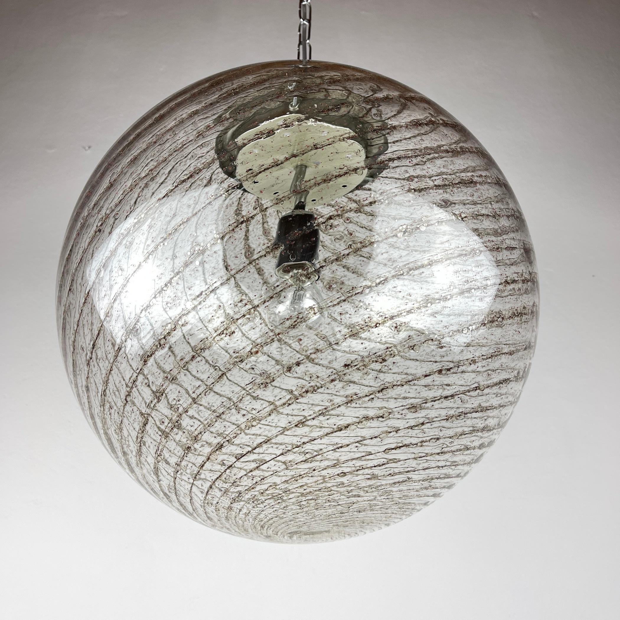 20th Century Vintage Xl Swirled Murano Glass Pendant Lamp La Murrina, Italy, 1970s For Sale