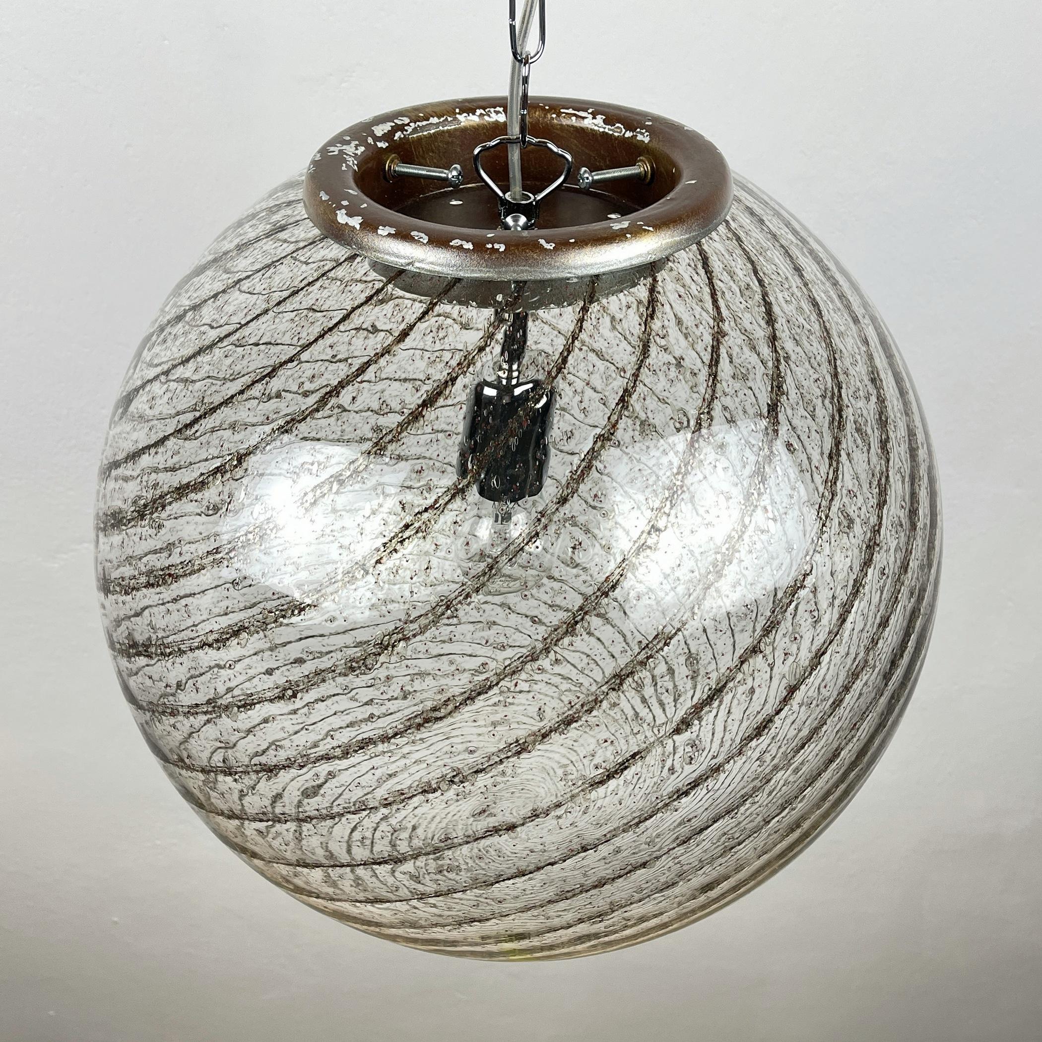 Vintage Xl Swirled Murano Glass Pendant Lamp La Murrina, Italy, 1970s For Sale 2