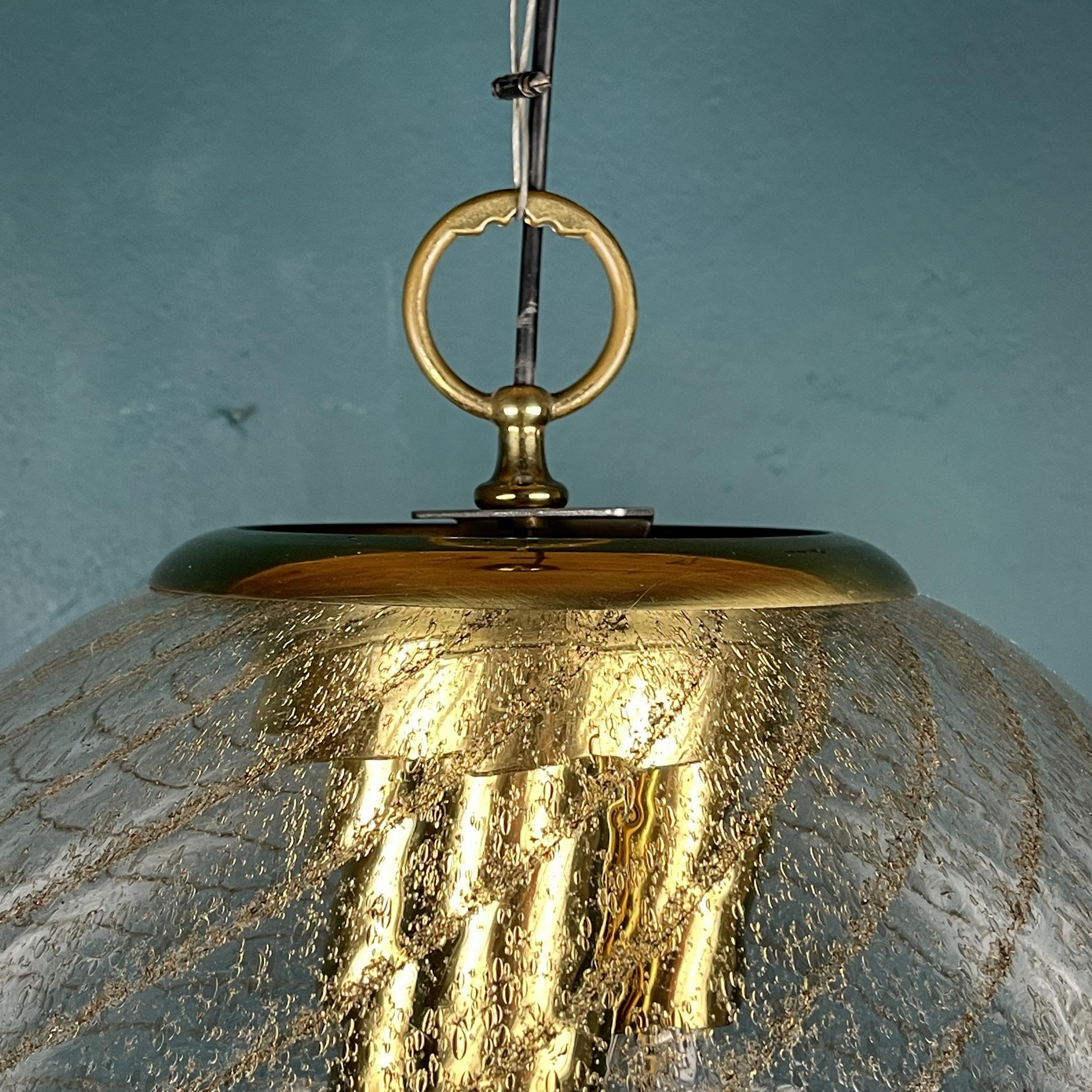 Vintage XL Swirled Murano Glass Pendant Lamp La Murrina Italy 1970s For Sale 2