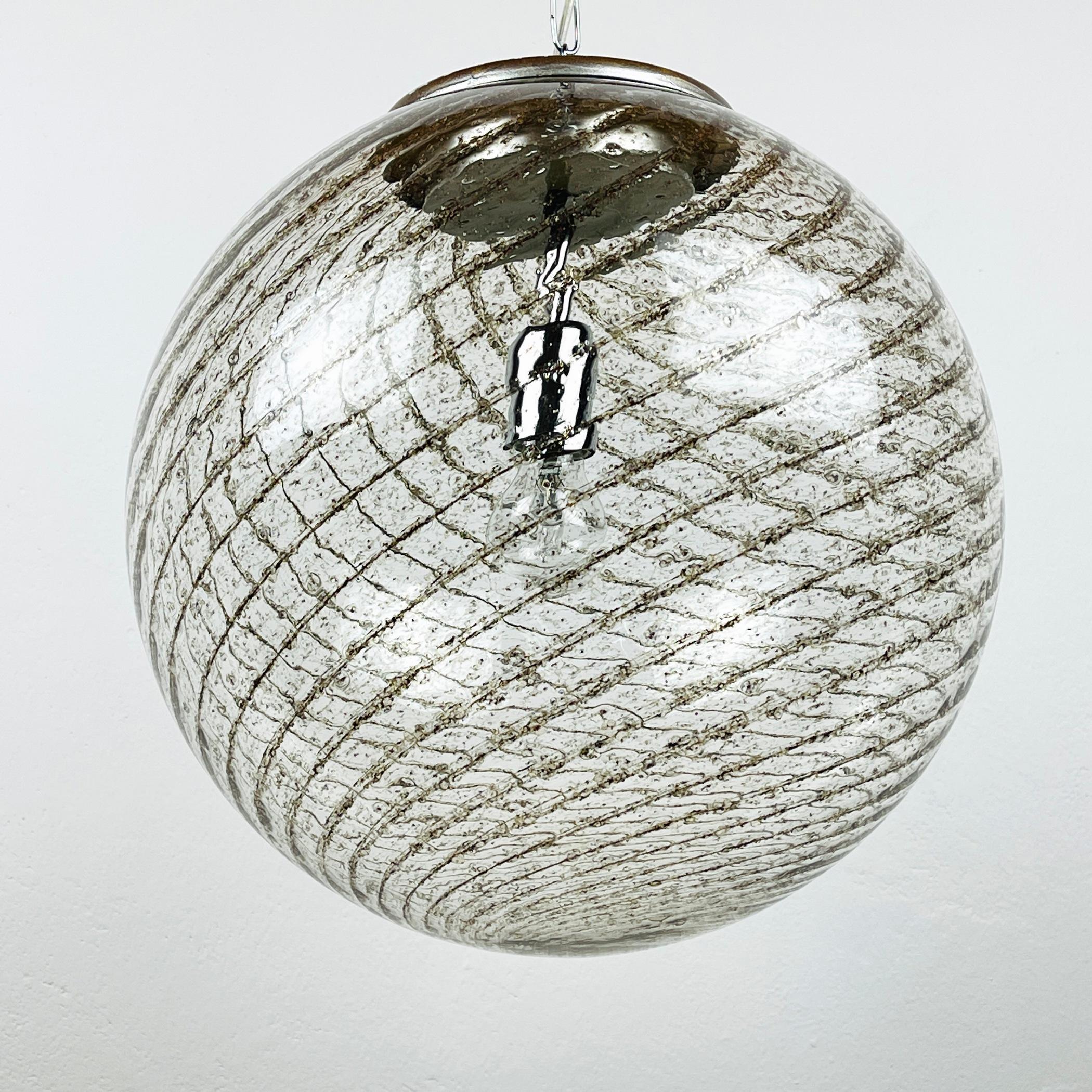 Vintage Xl Swirled Murano Glass Pendant Lamp La Murrina, Italy, 1970s For Sale 3