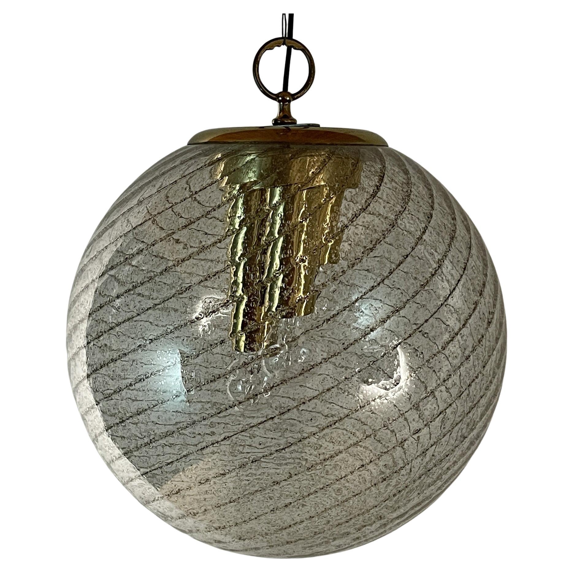 Vintage XL Swirled Murano Glass Pendant Lamp La Murrina Italy 1970s