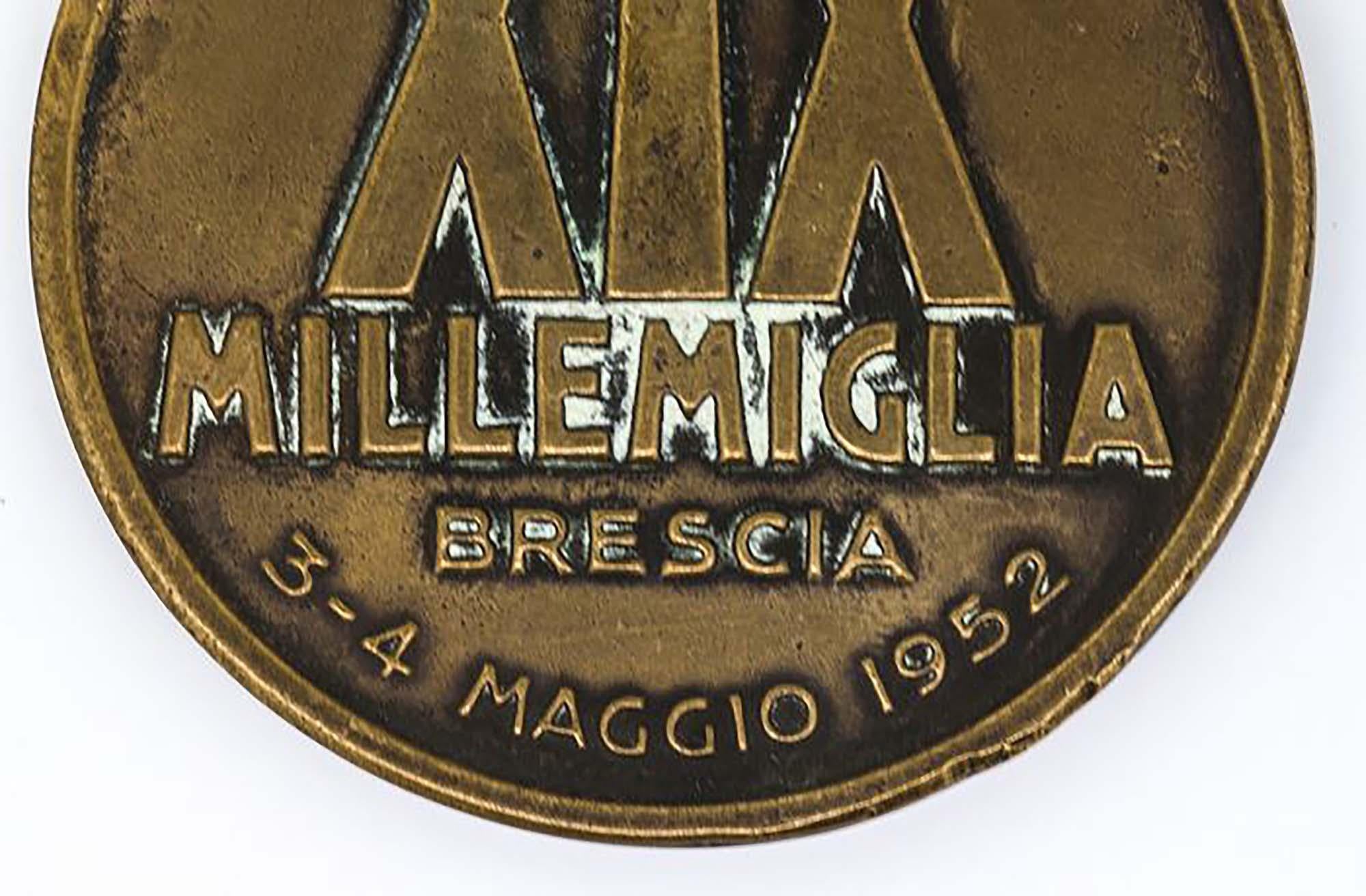 Italian Vintage XVIII Mille Miglia Bronze Badge Medal Coin