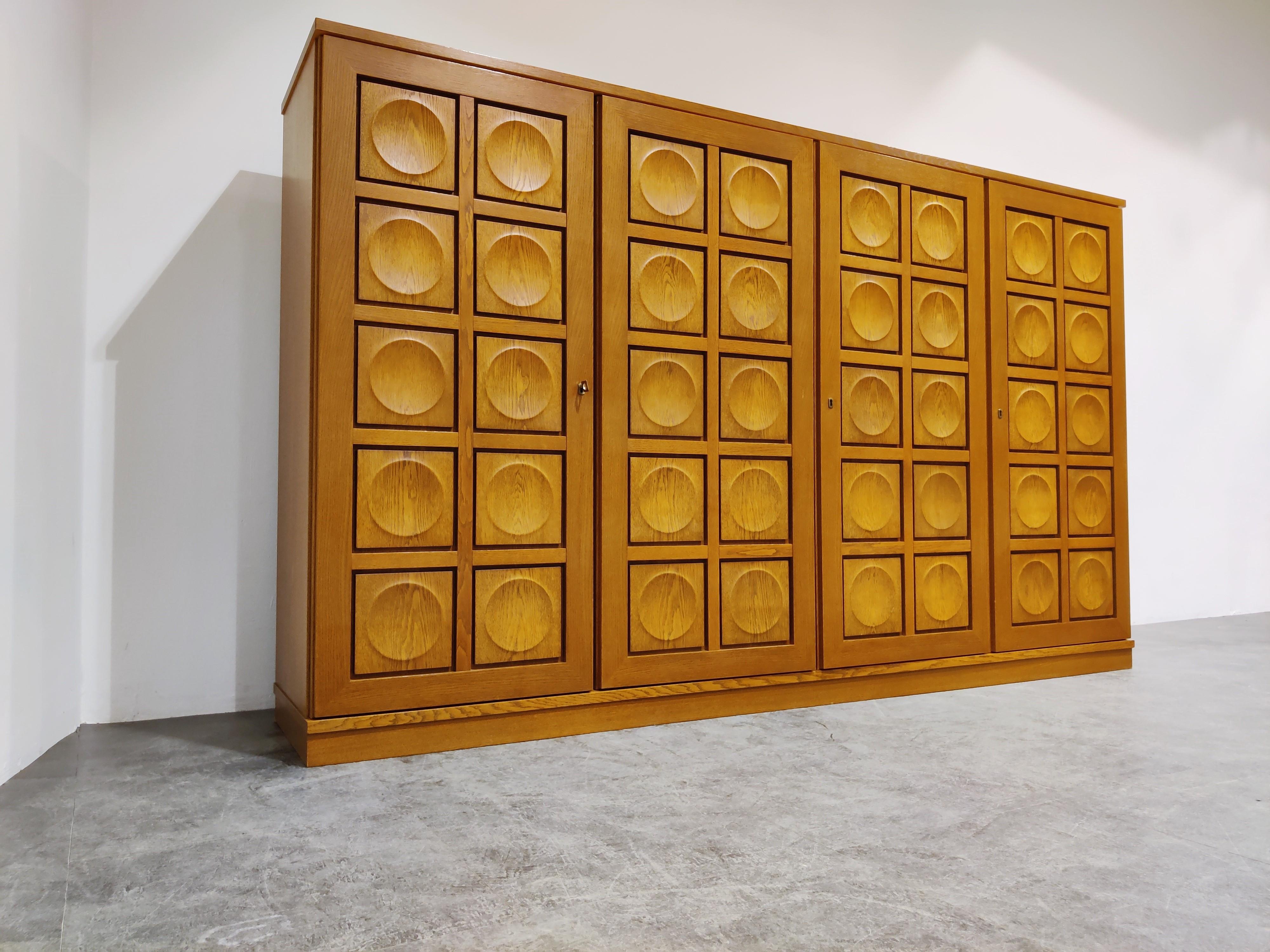 Oak Vintage Xxl Brutalist Highboard, 1970s