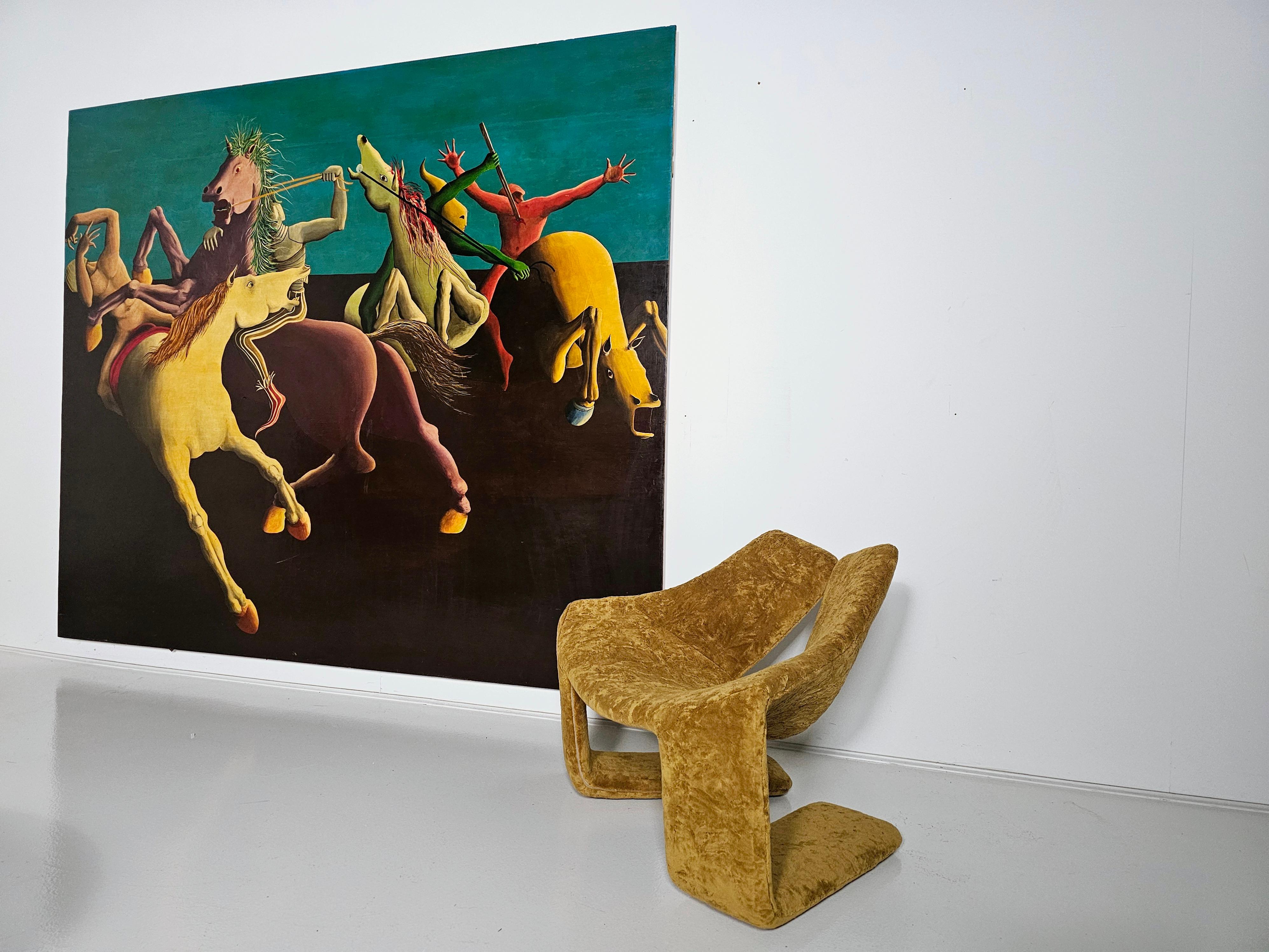 20th Century Vintage XXL Surealist oil-painting in the style of Salvador Dali, Italy, 1975 For Sale