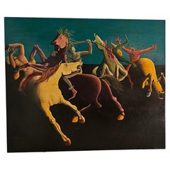 Vintage XXL Surealist oil-painting in the style of Salvador Dali, Italy, 1975