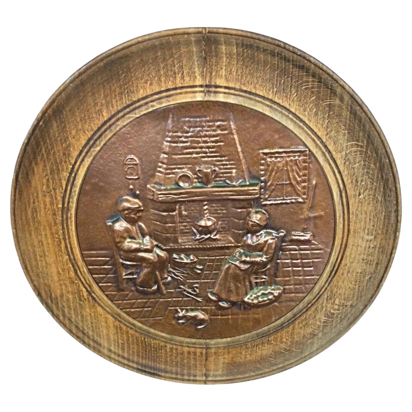 Vintage XXth Century Wall Plate with Copper Reliefs by Sénécal - 2Y285